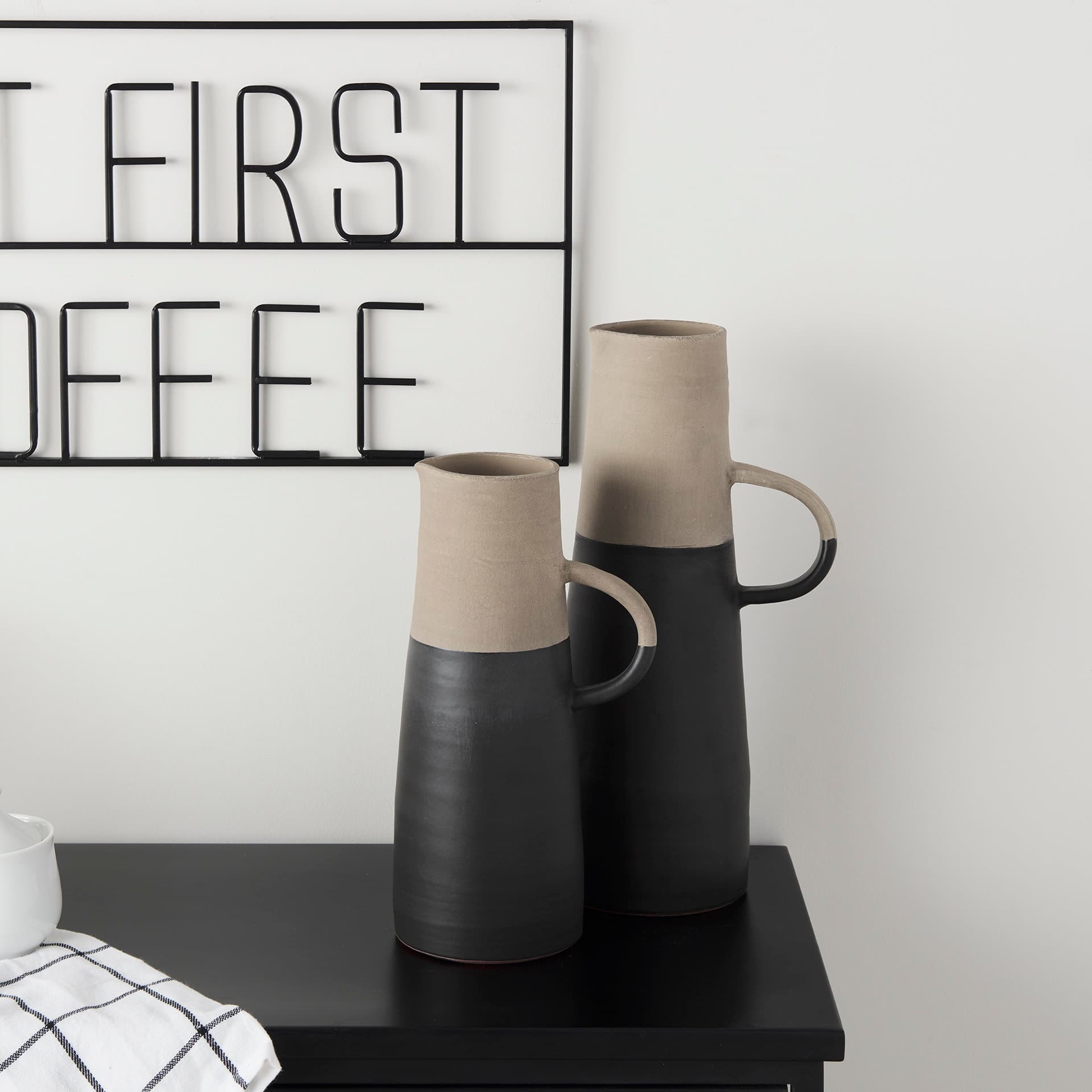 Garand Small 13H Two-Toned Black/Natural Ceramic Jug — product photograph