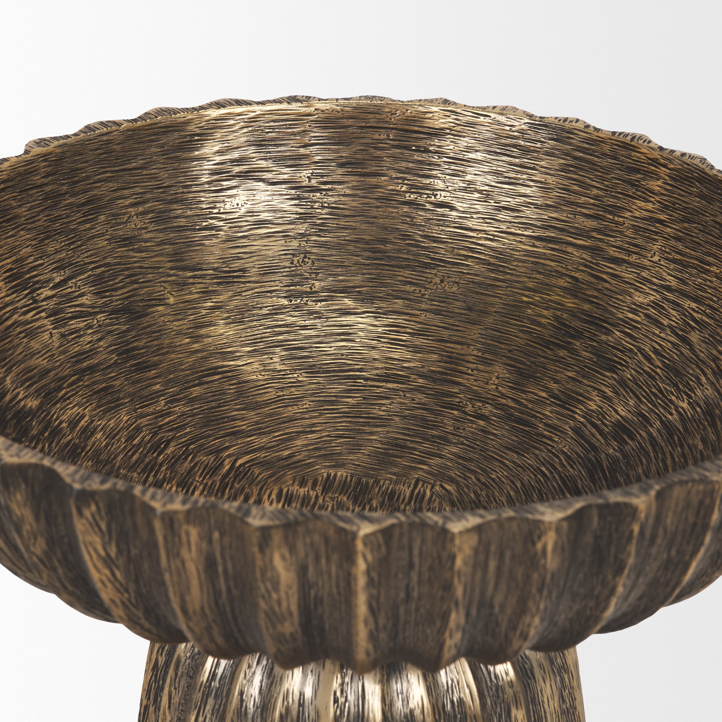 Ciaran Fluted Textured Antiqued Gold Metal Decorative Bowl — product photograph