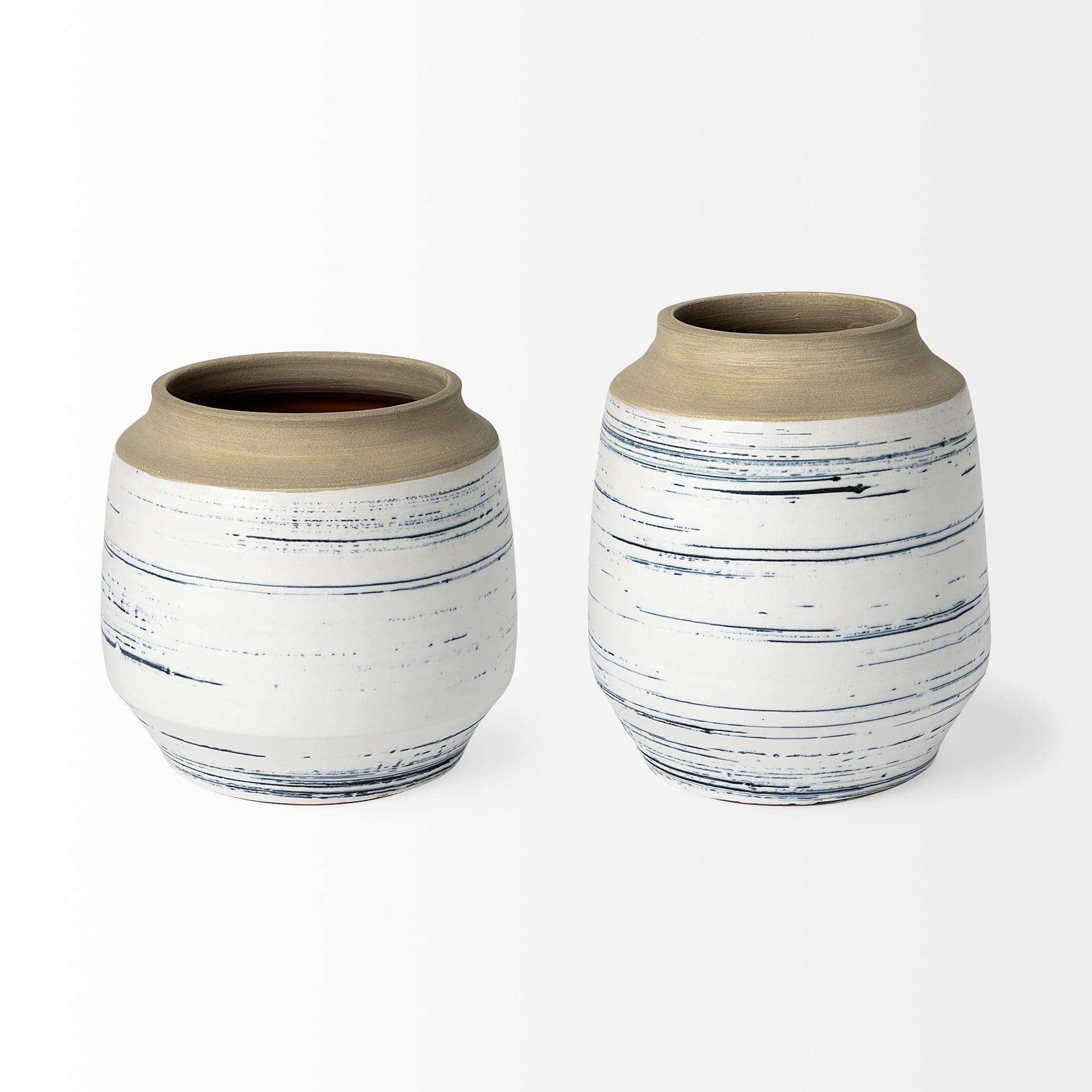 Sonnett Short White/Blue Ceramic Vase — product photograph