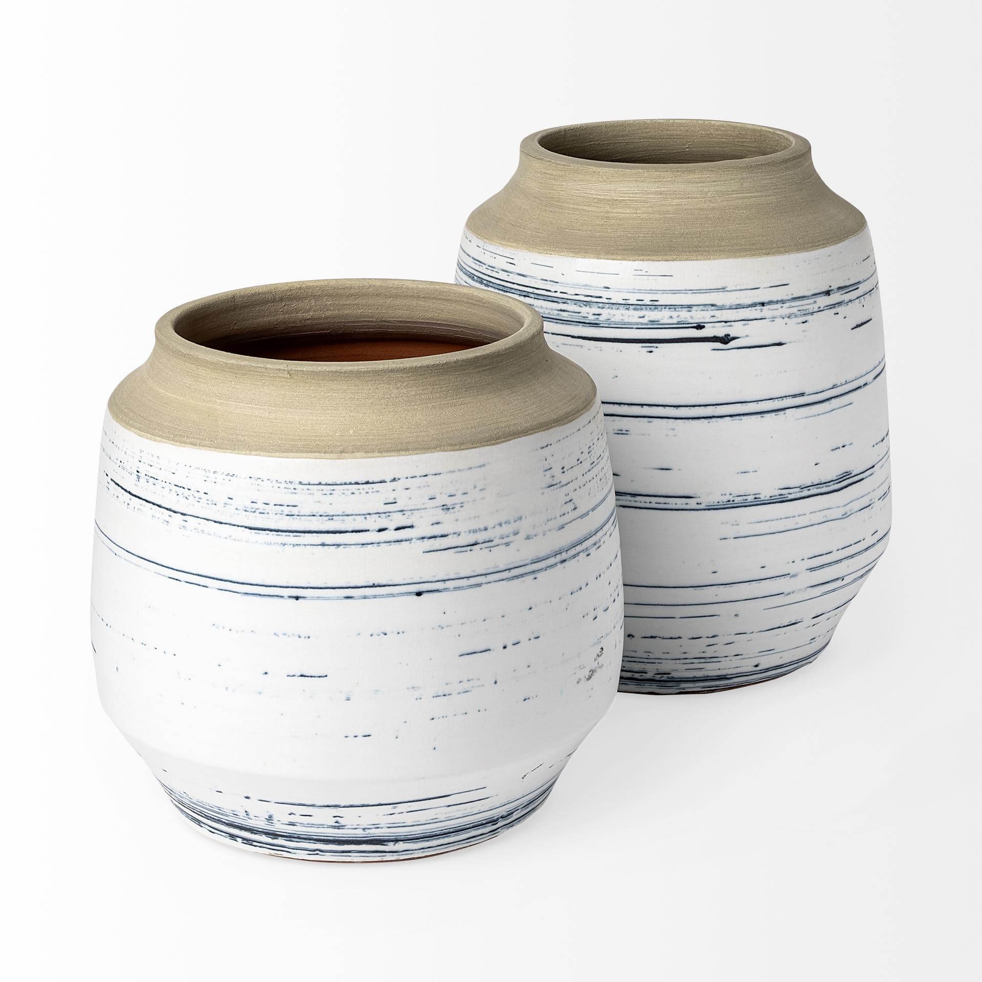 Sonnett Short White/Blue Ceramic Vase — product photograph