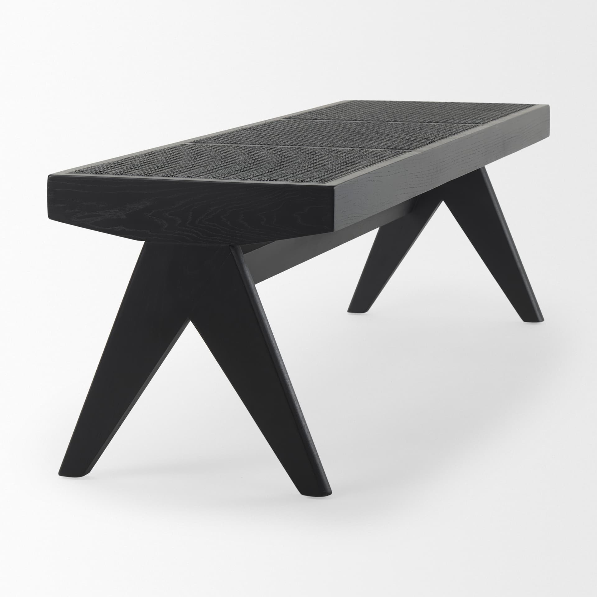 Arvin 59.1L x 17.7W x 18.1H Black Wooden Bench — product photograph