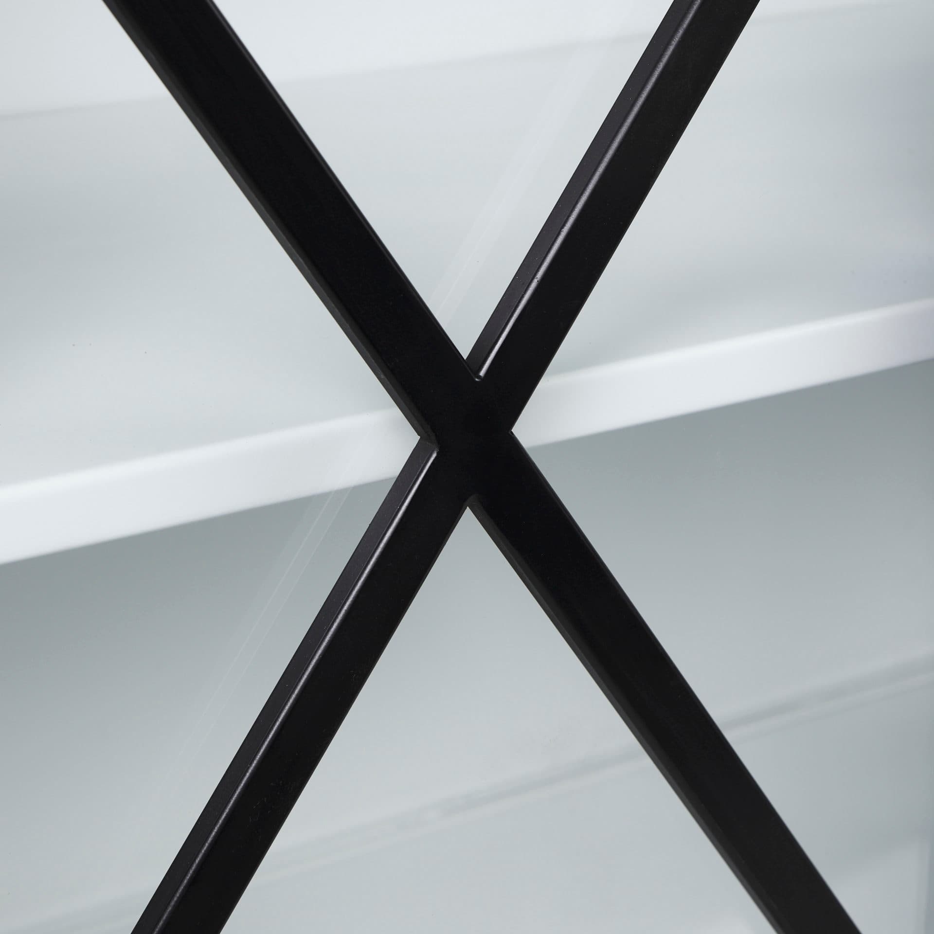 Aurelia 79.0L x 16.0W x 33.0H Black and White Metal Four Door Glass Cabinet — product photograph