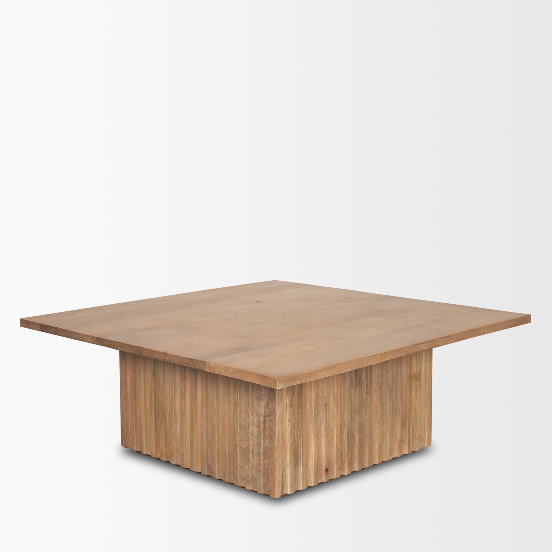 June Light Brown Wood w/ Fluting Square Coffee Table — product photograph