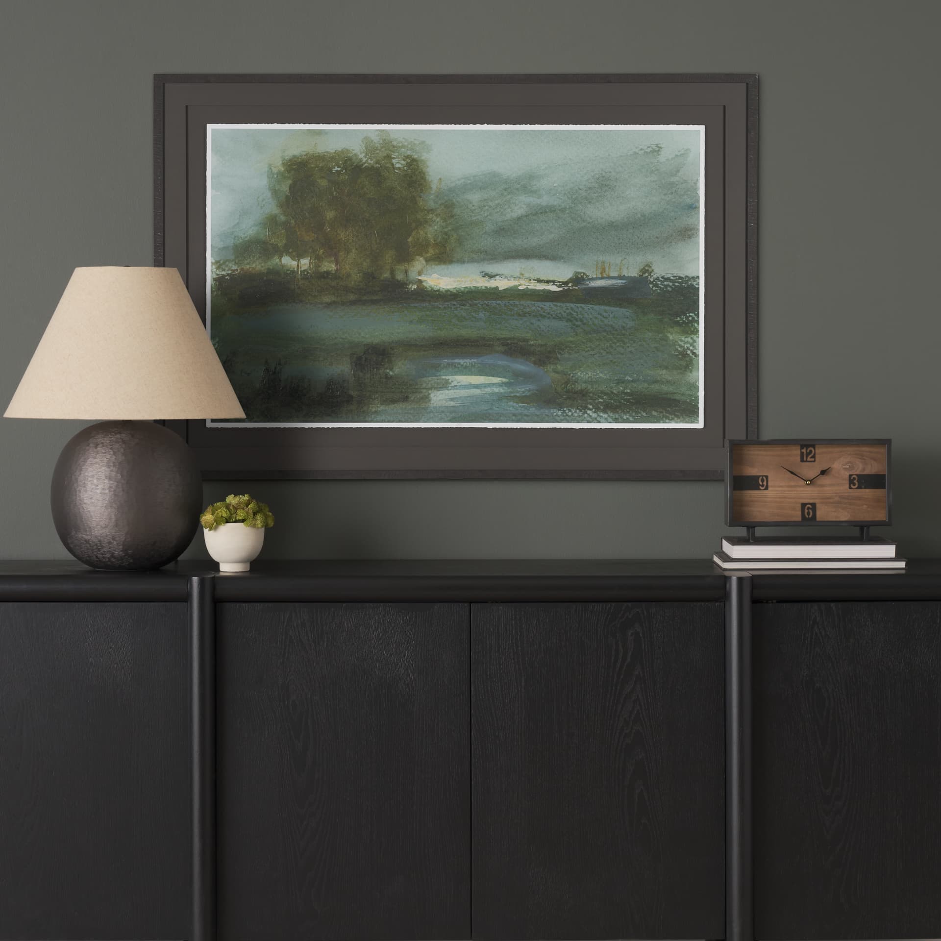 Dusks Shadow by Mercana Studio Hand Embelished Framed Artwork Matted under Glass — in a styled room