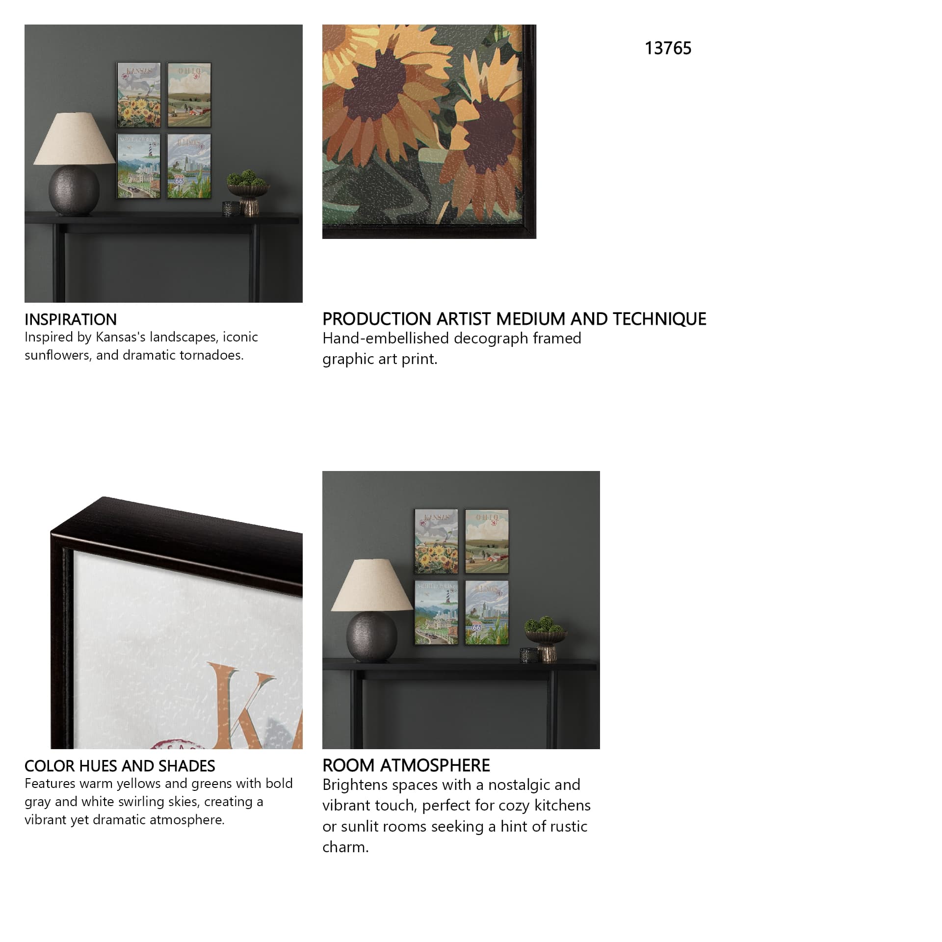 Kansas Go USA (SM) by Mercana Studio a Hand Embellished Decograph Framed Art Print — in a styled room