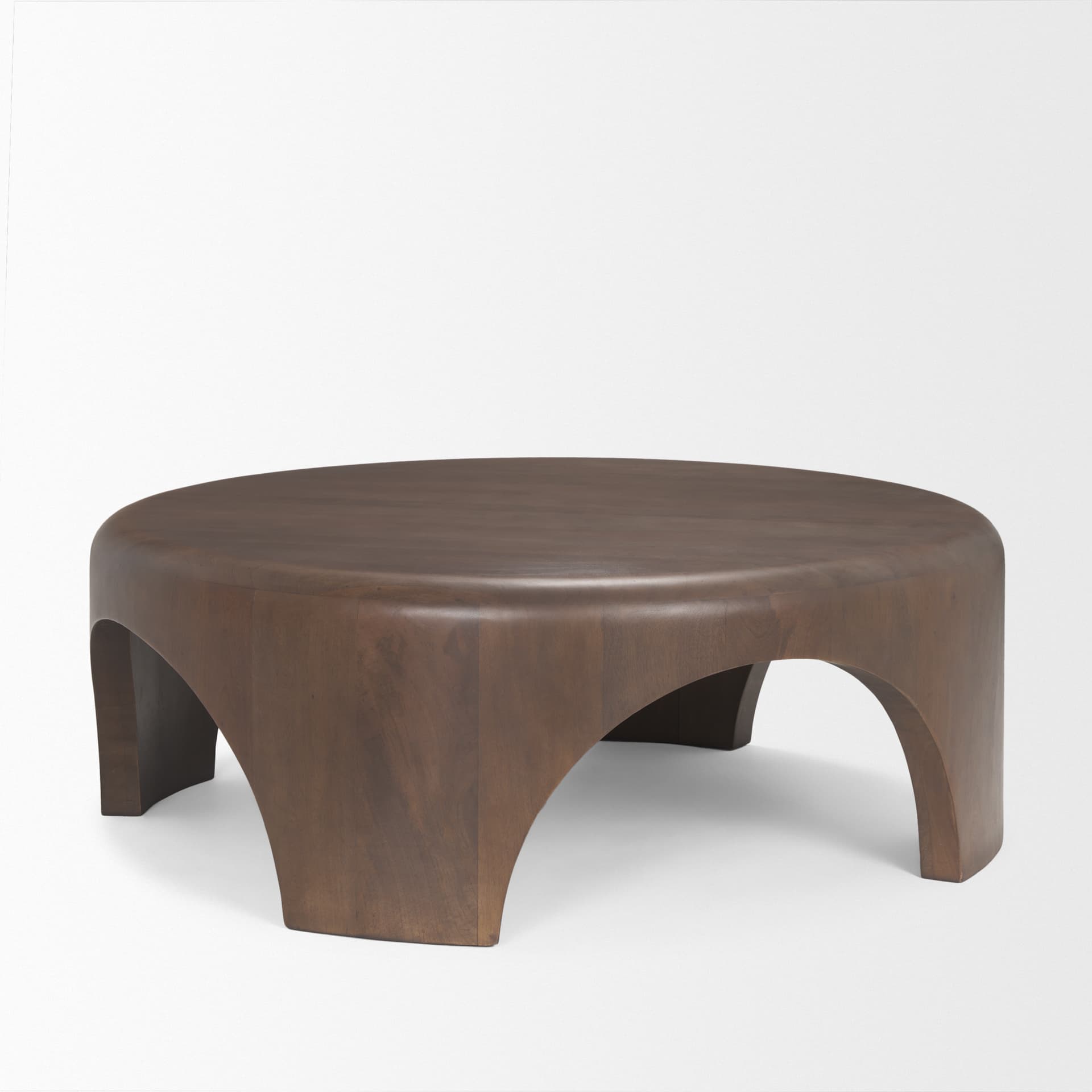 Shima Round Dark Brown Wood W/Arched Legs Coffee Table — product photograph