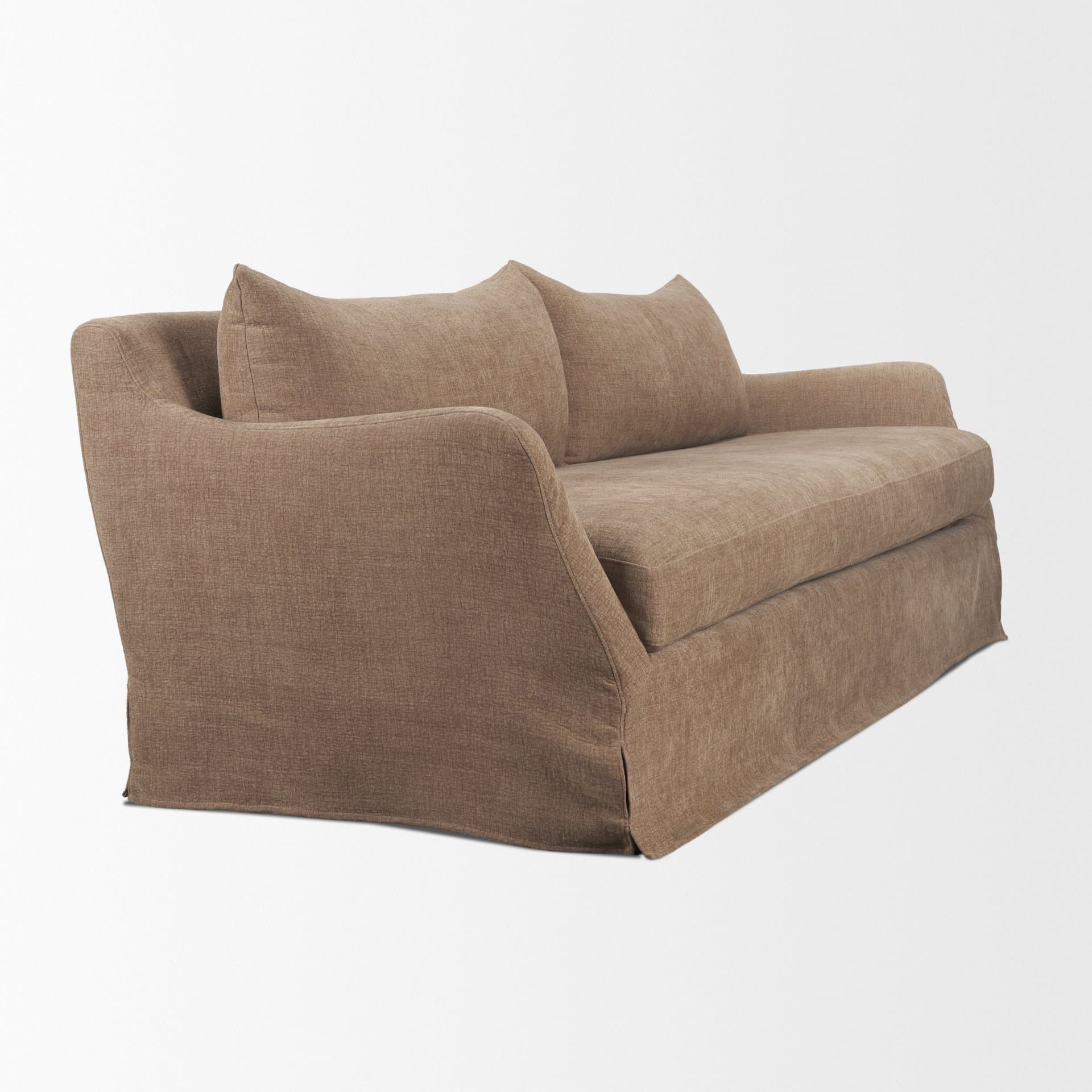 Ellington Slipcovered Slope Arm Sofa | 3 Seater | Stonewashed Latte Fabric — product photograph