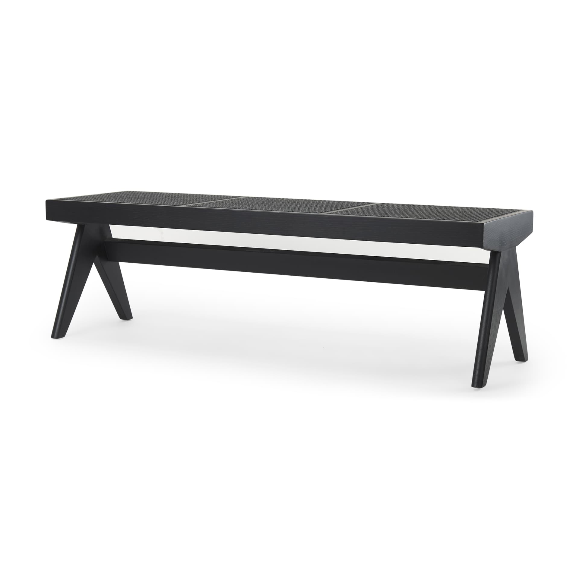 Arvin 59.1L x 17.7W x 18.1H Black Wooden Bench — product photograph