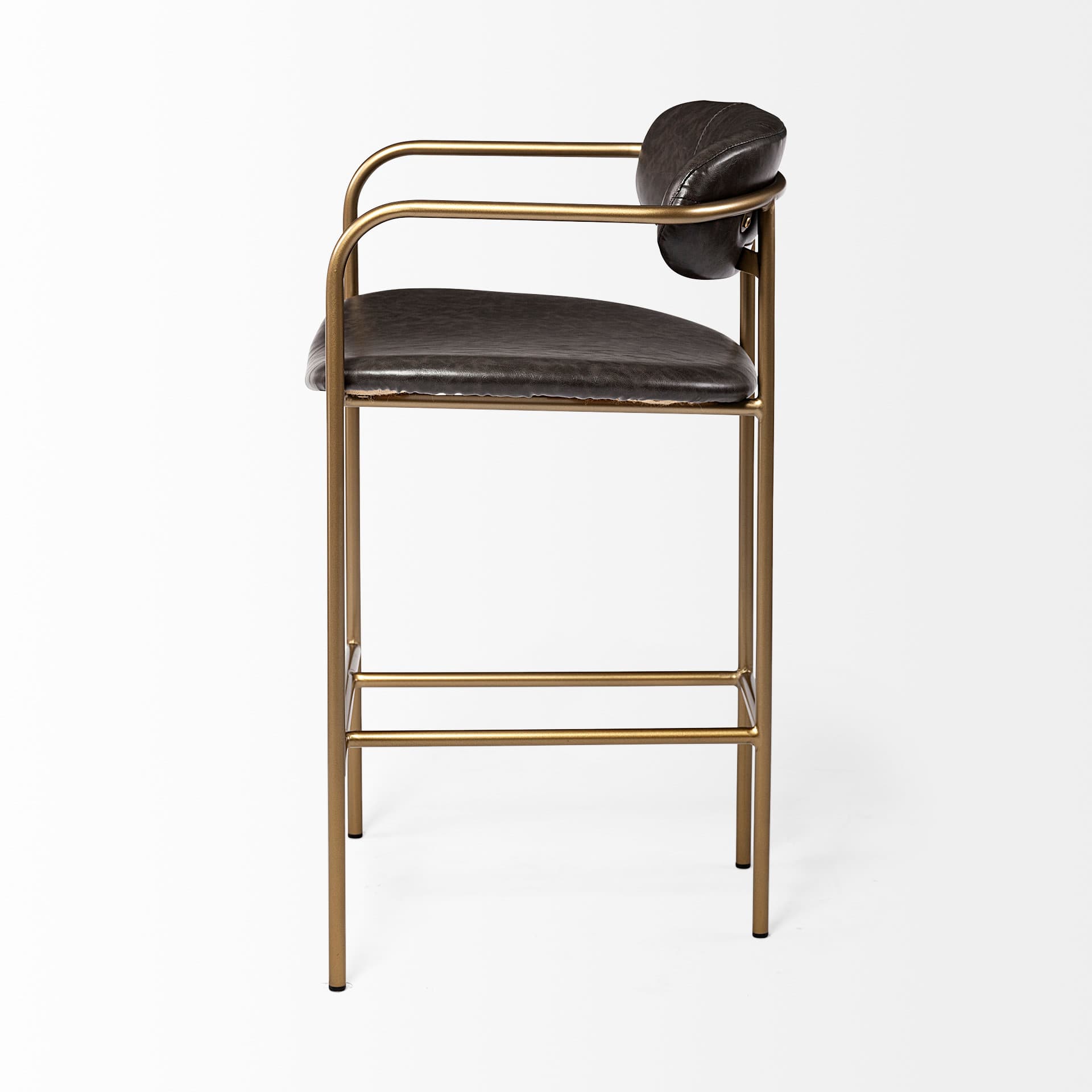 Parker Low Back 26.5in Seat Counter Stool | Brown Faux Leather — product photograph