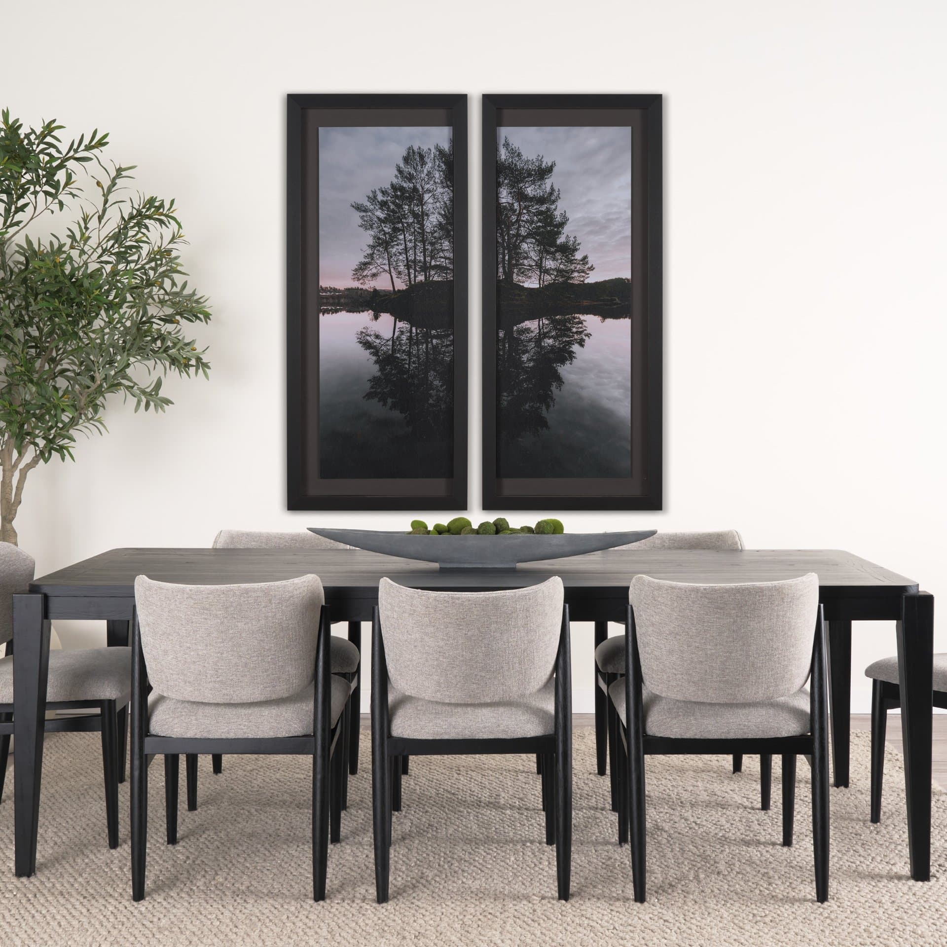 Stupell Industries Tree on Lake (Set of 2) by Thomas Tepstad Berge Framed Photo Print under Glass — in a styled room