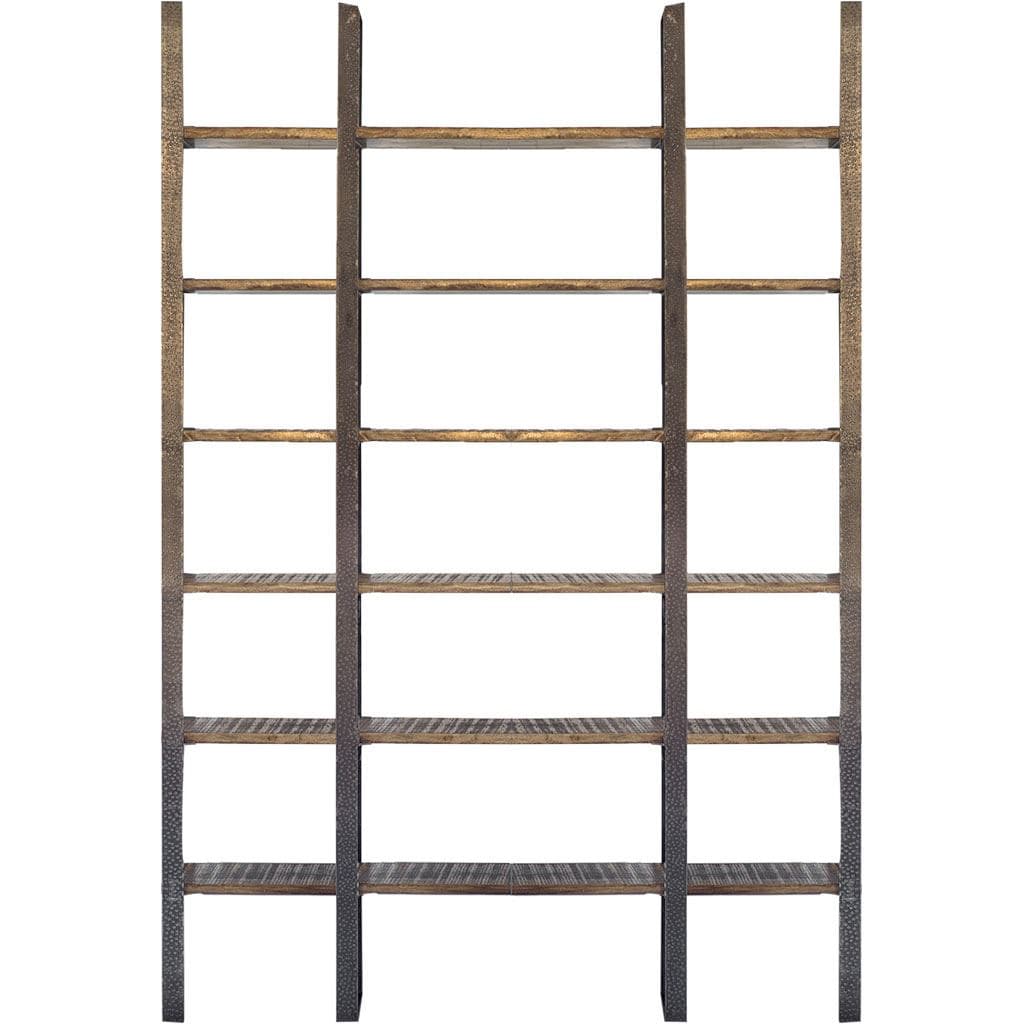 Taunton I 80L x 10.5W x 90H Brown Wood and Black Iron Six Shelving Unit — product photograph