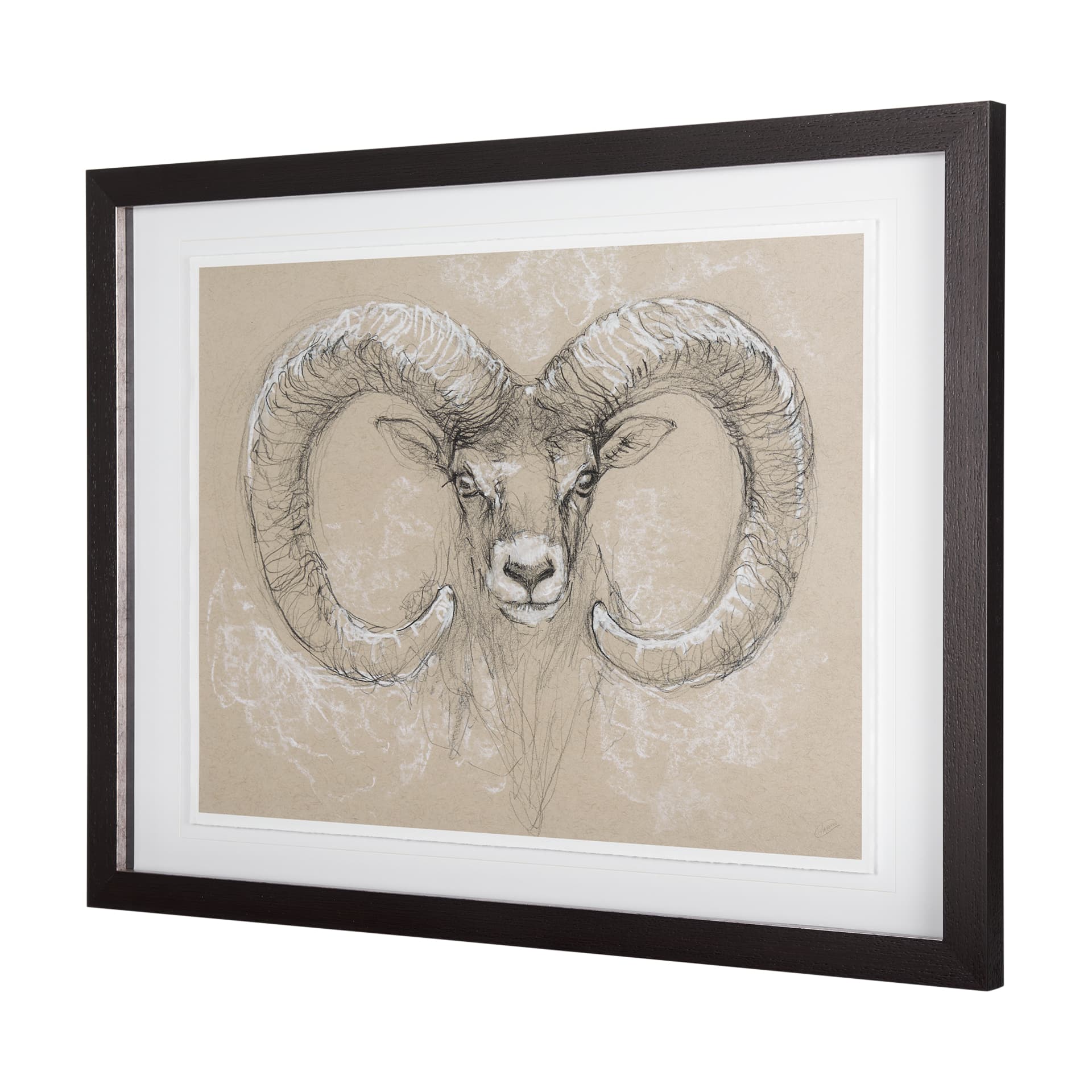Sketch of animal I (Wild sheep) Mercana Studio Hand Embellished Framed Art Print Matted under Glass — product photograph