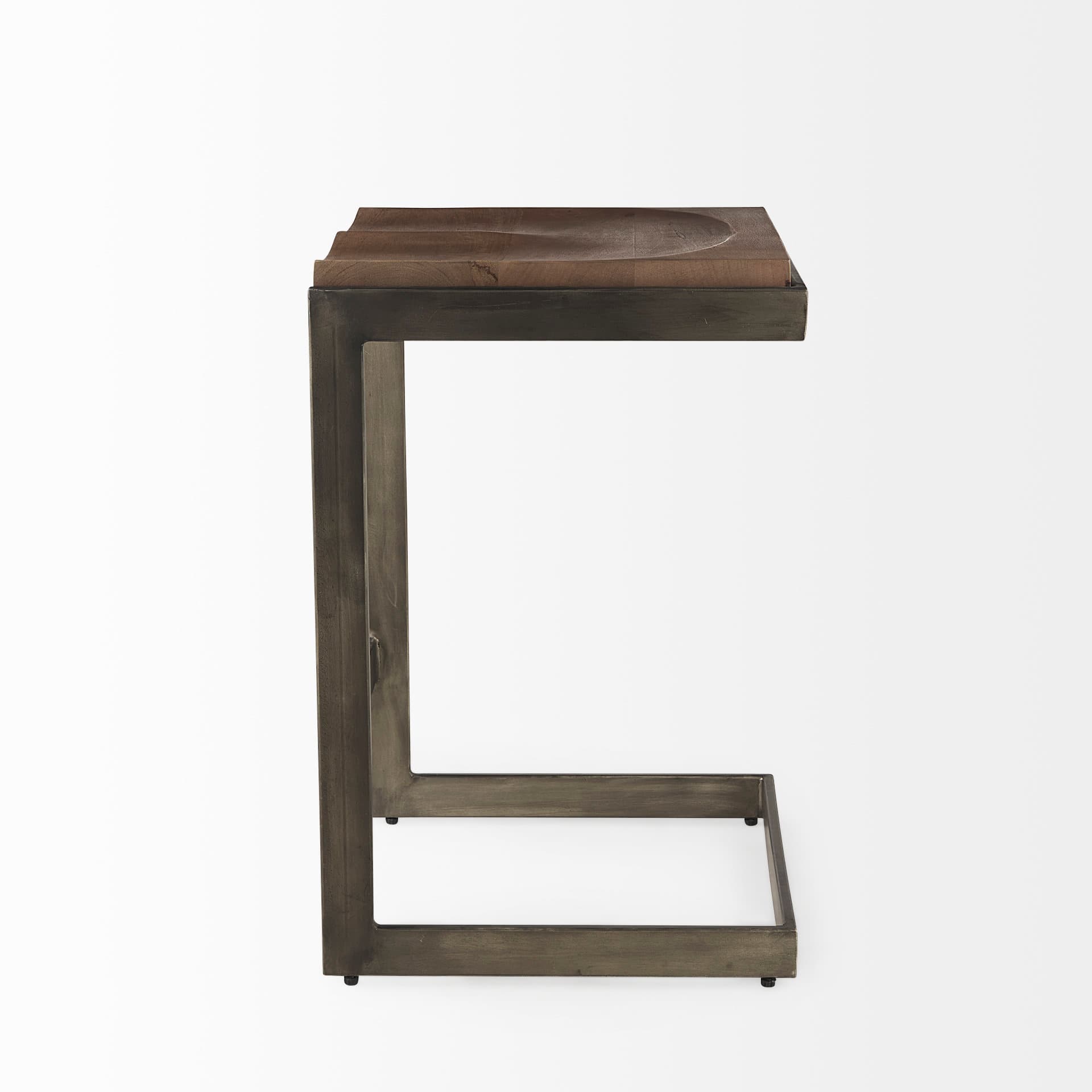 Kiran Backless 26in Seat Counter Stool | Brown Wood w/ Antique Nickel — product photograph
