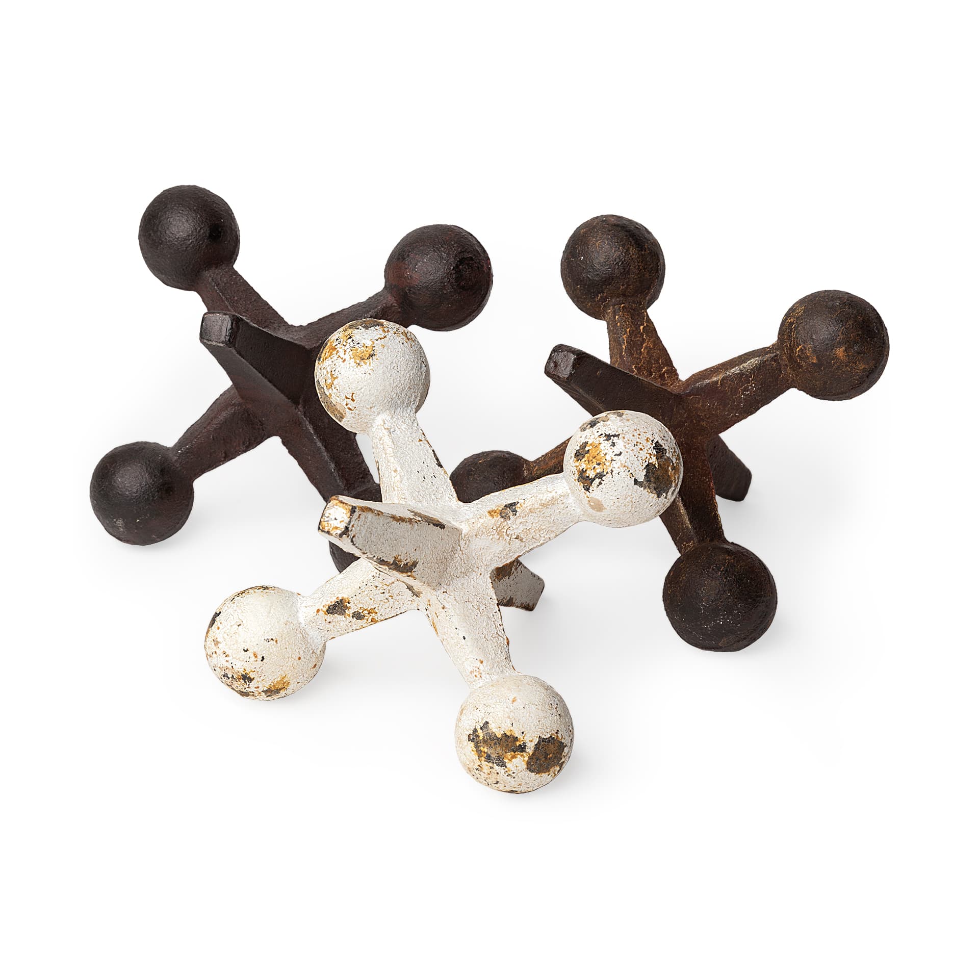 Jax Set of 3 8L x 7W Cast Iron Metal Jacks — product photograph