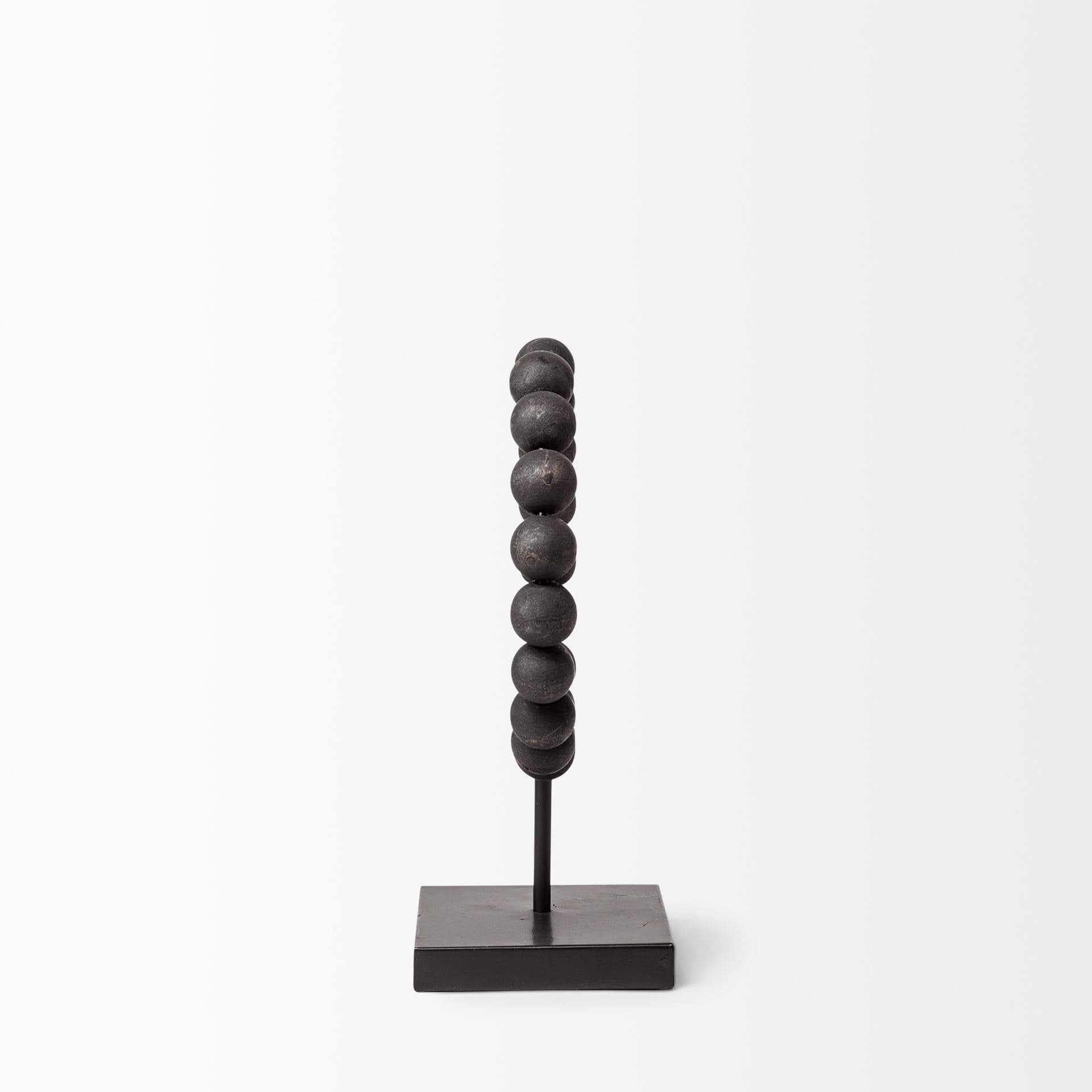 Tulane I (Small) 9L x 5W Black Beaded Broken Sphere Decorative Object — product photograph