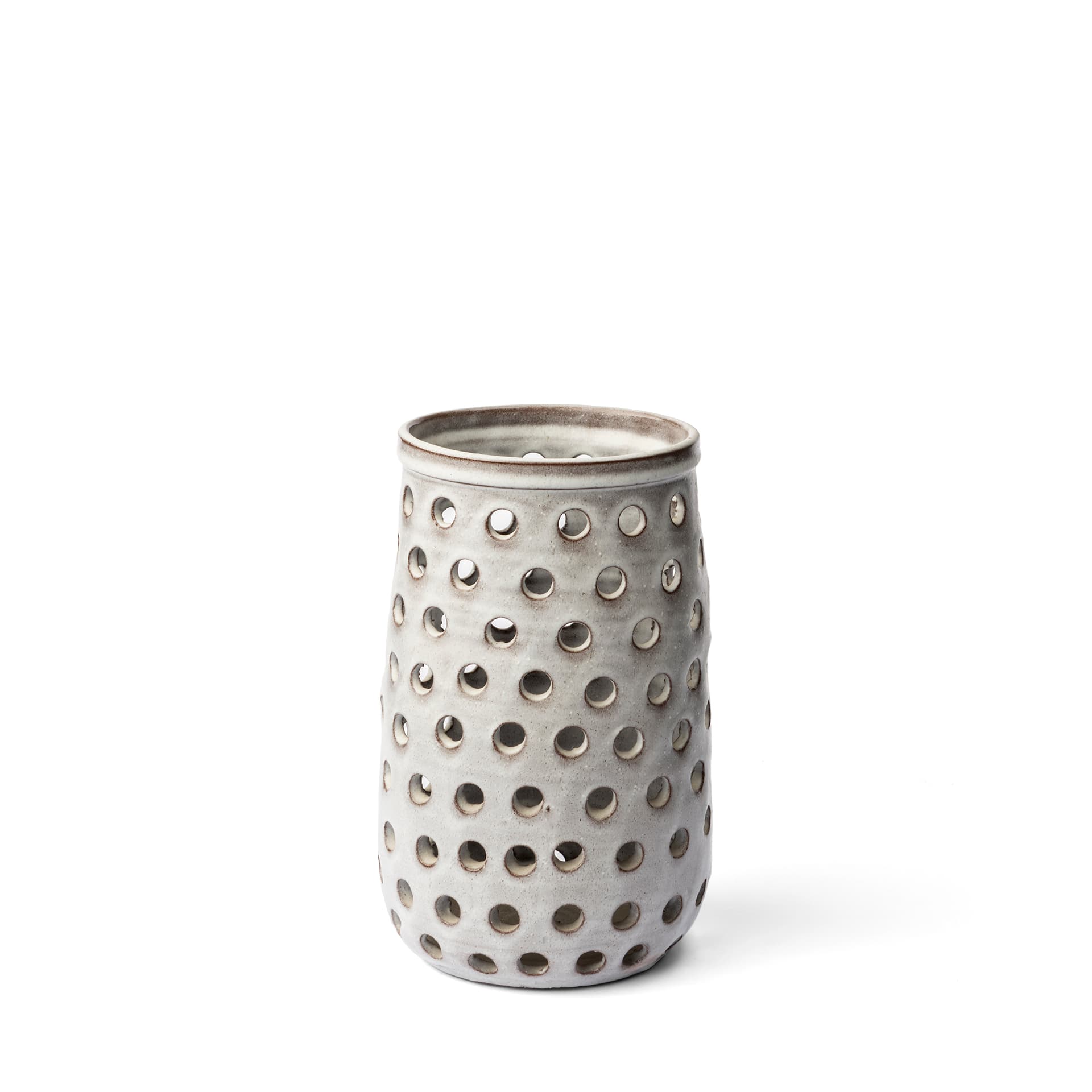 Canasta Small Rustic White Ceramic Cylindrical Vase — product photograph