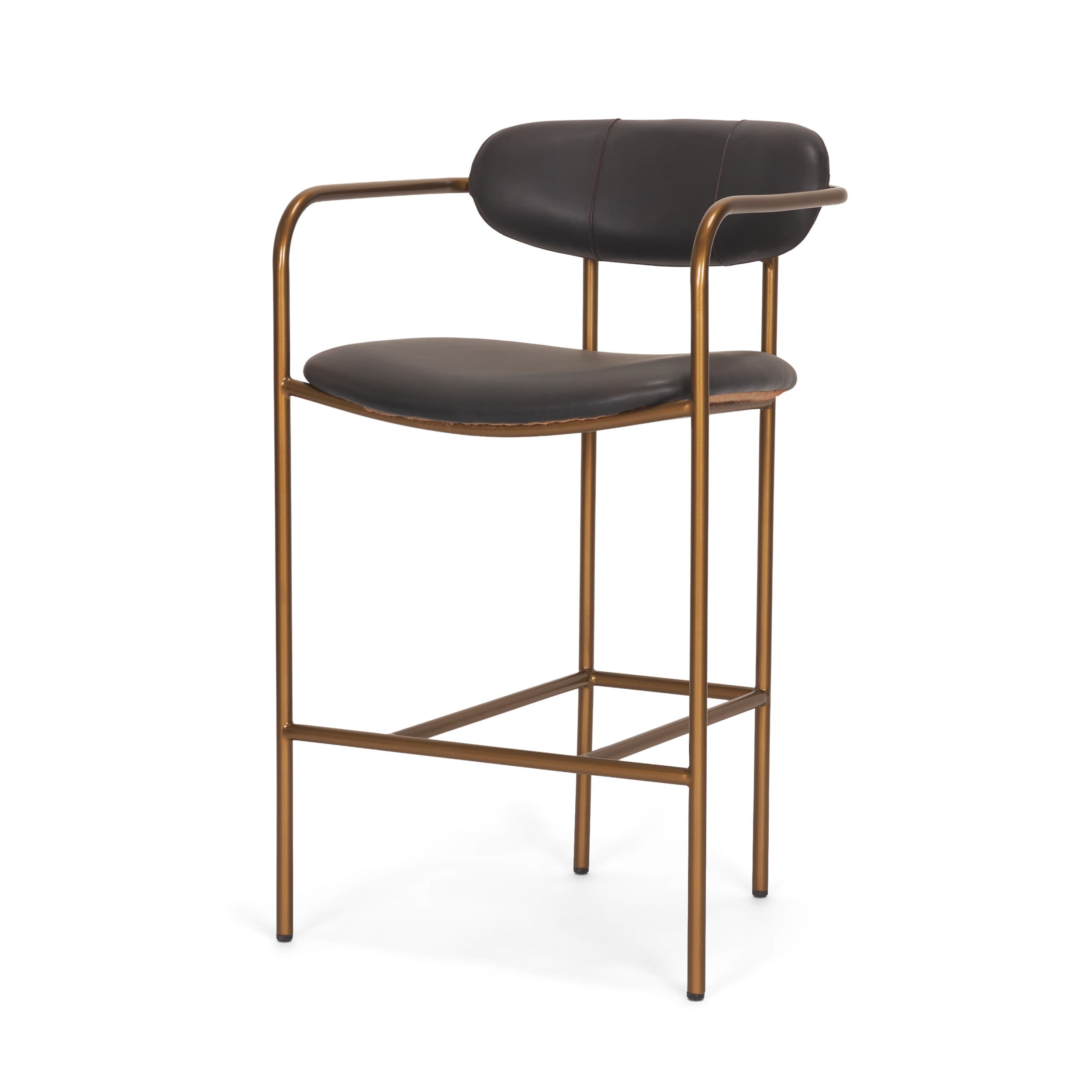 Parker Backless 36.5in Seat Counter Stool | Charcoal Brown Leather — product photograph