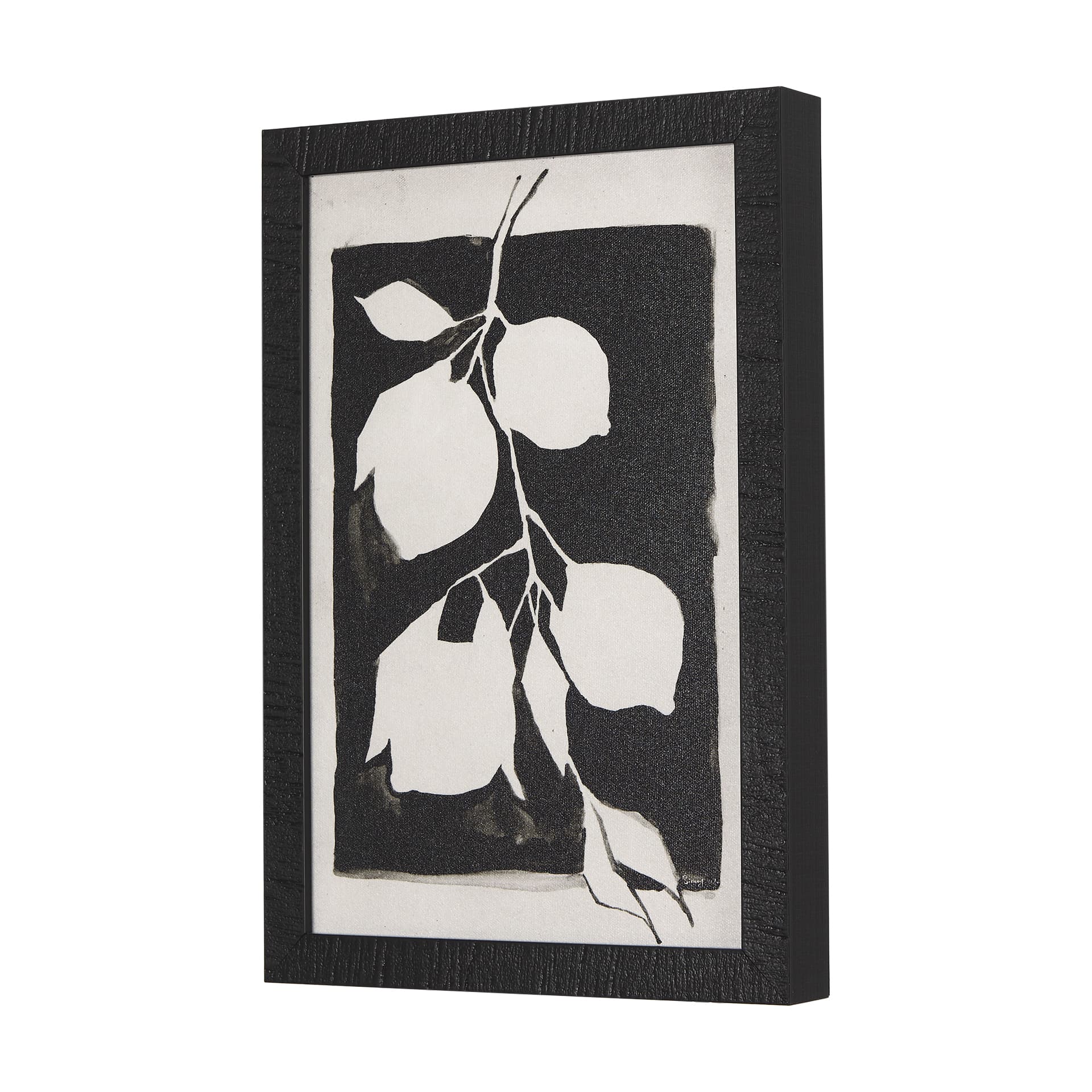 Lemon Branch Silhouette by Mercana Studio a Hand Embellished Textured Framed Art Print — product photograph