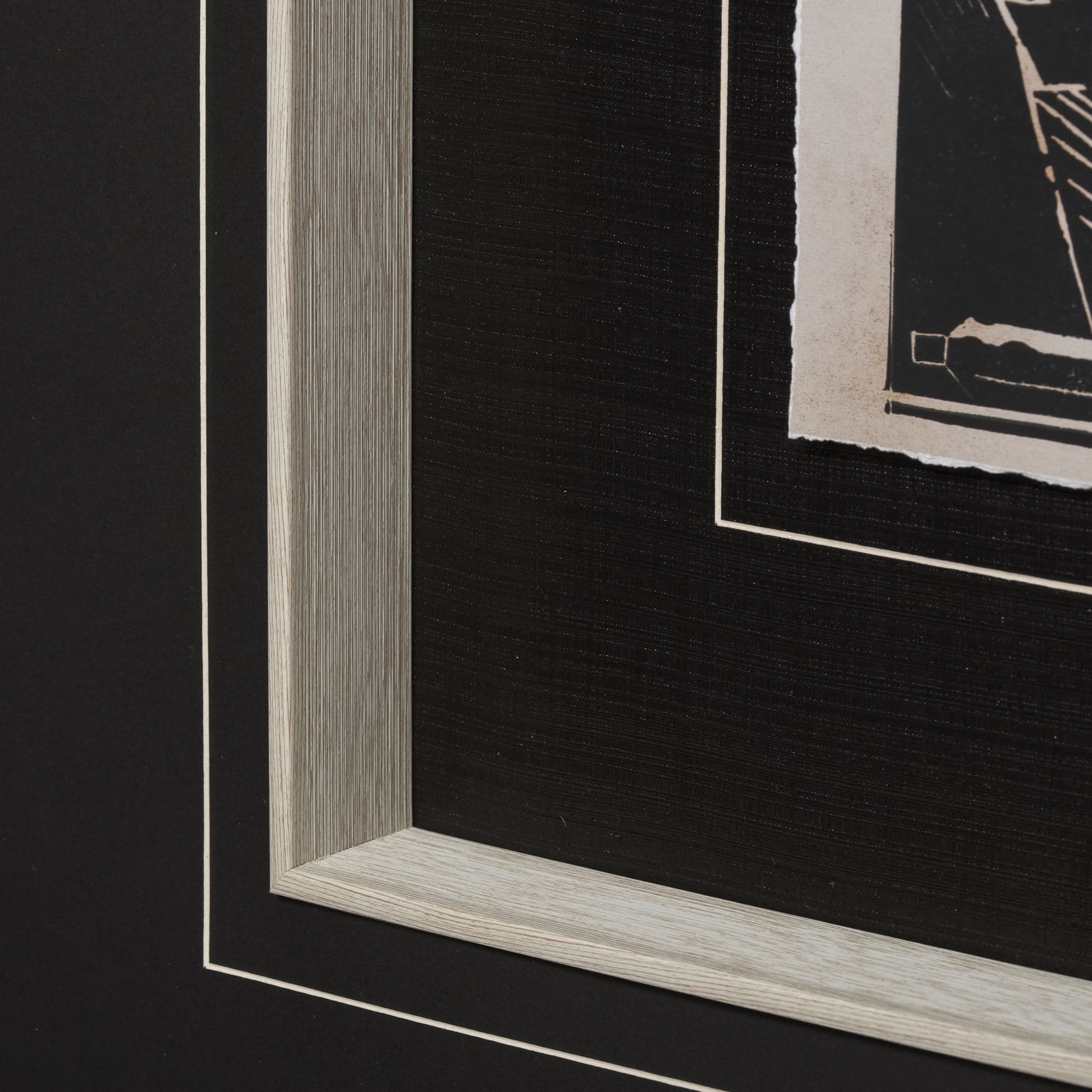 Linocut I by Mercana Studio a Hand Embellished Textured Framed Art Print Matted under Glass — product photograph