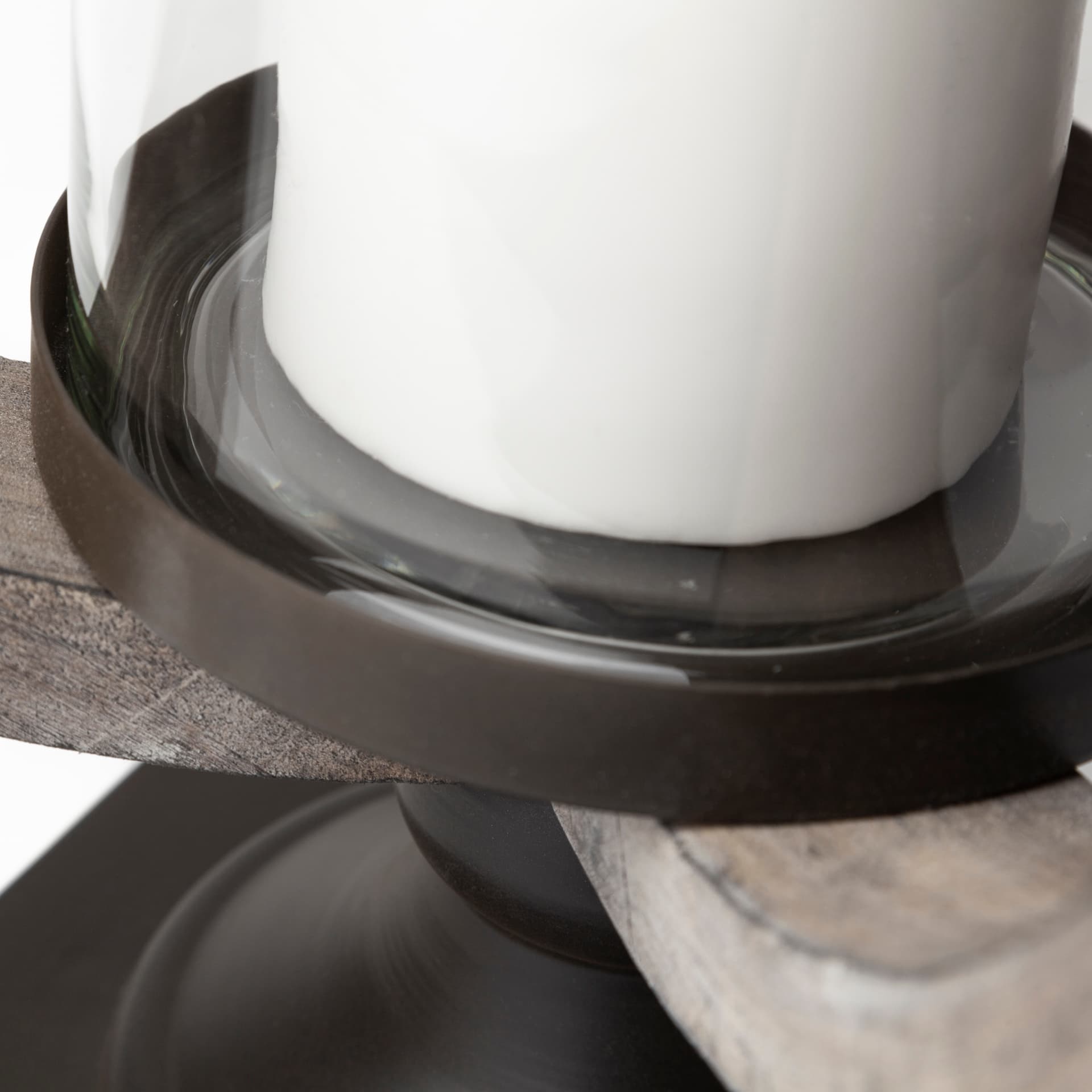 Brillion Large Rustic Wood Metal Table Candle Holder — product photograph
