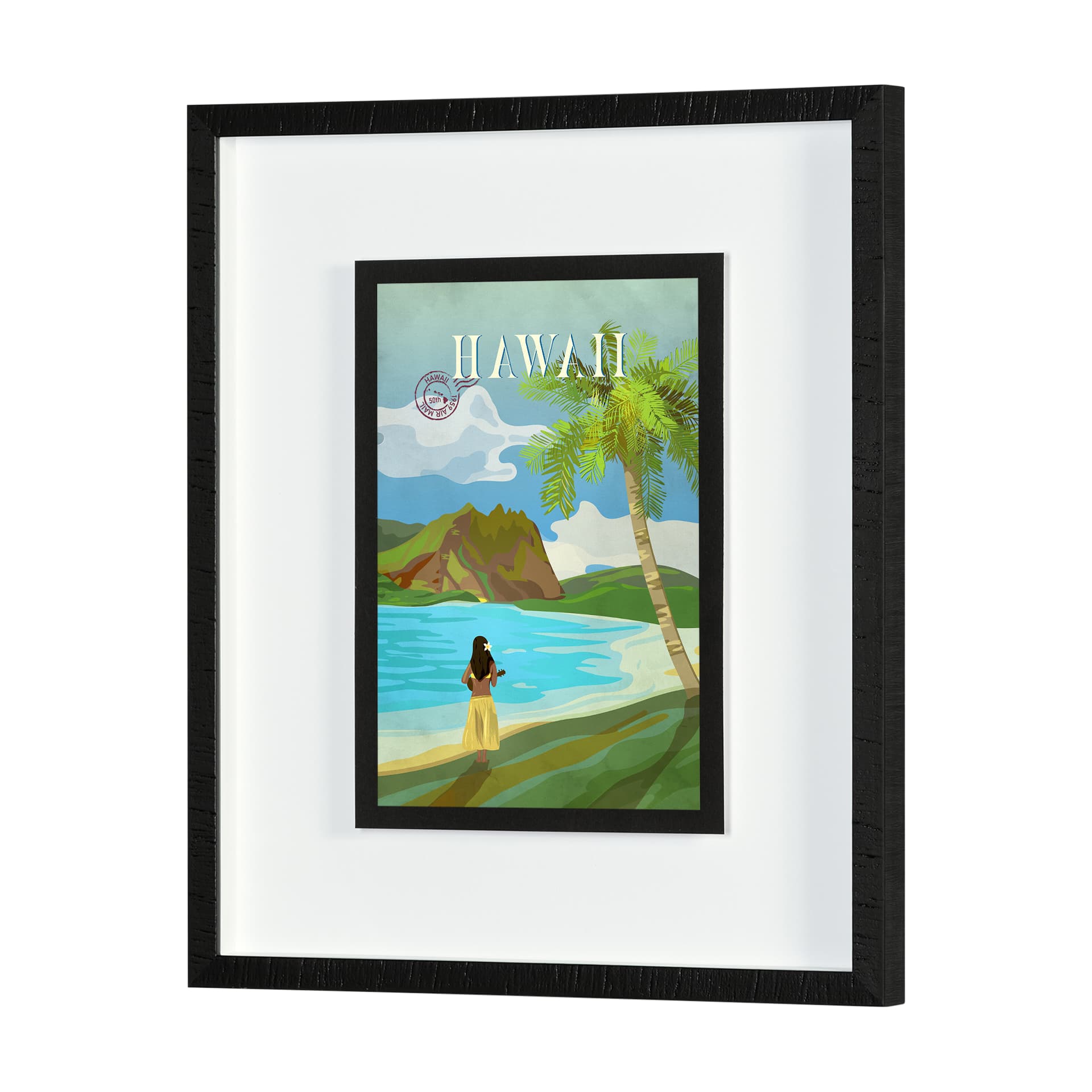 Hawaii Go USA (M) by Mercana Studio a Framed Art Print Matted under Glass — product photograph