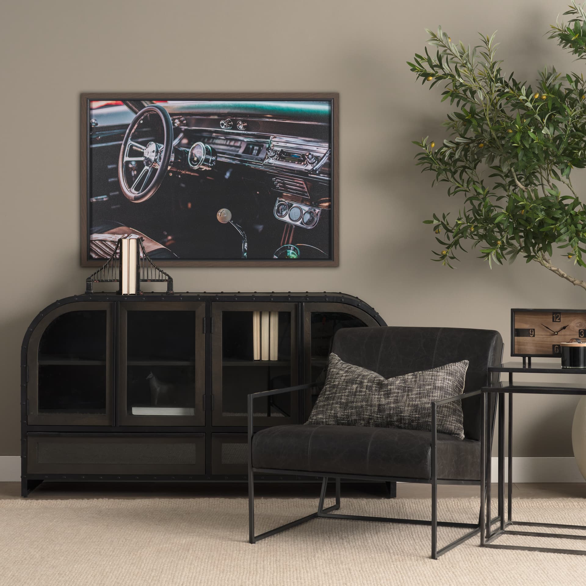 Car Interior by Tim Mossholder a Hand Embellished Framed Photo Art Print — in a styled room