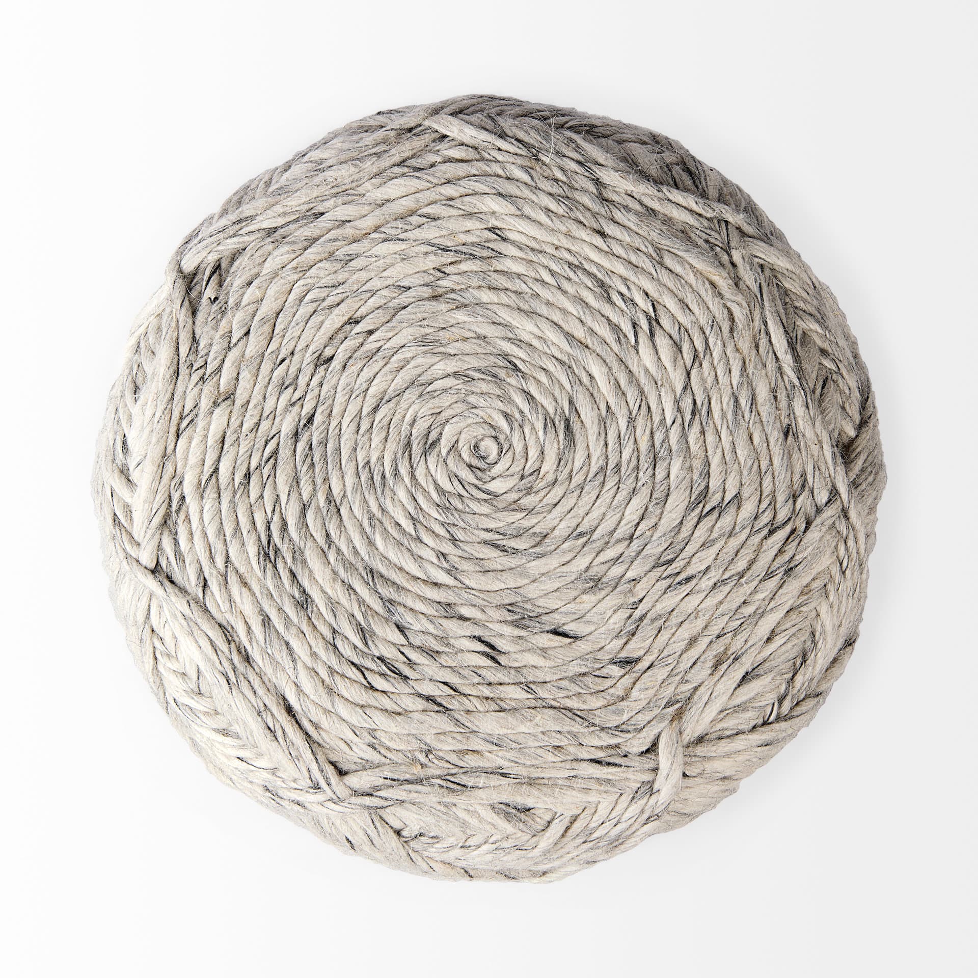 Esfera 17.7L x 15.7W x 15.7H Beige Chevron Woven Round Pouf — product photograph