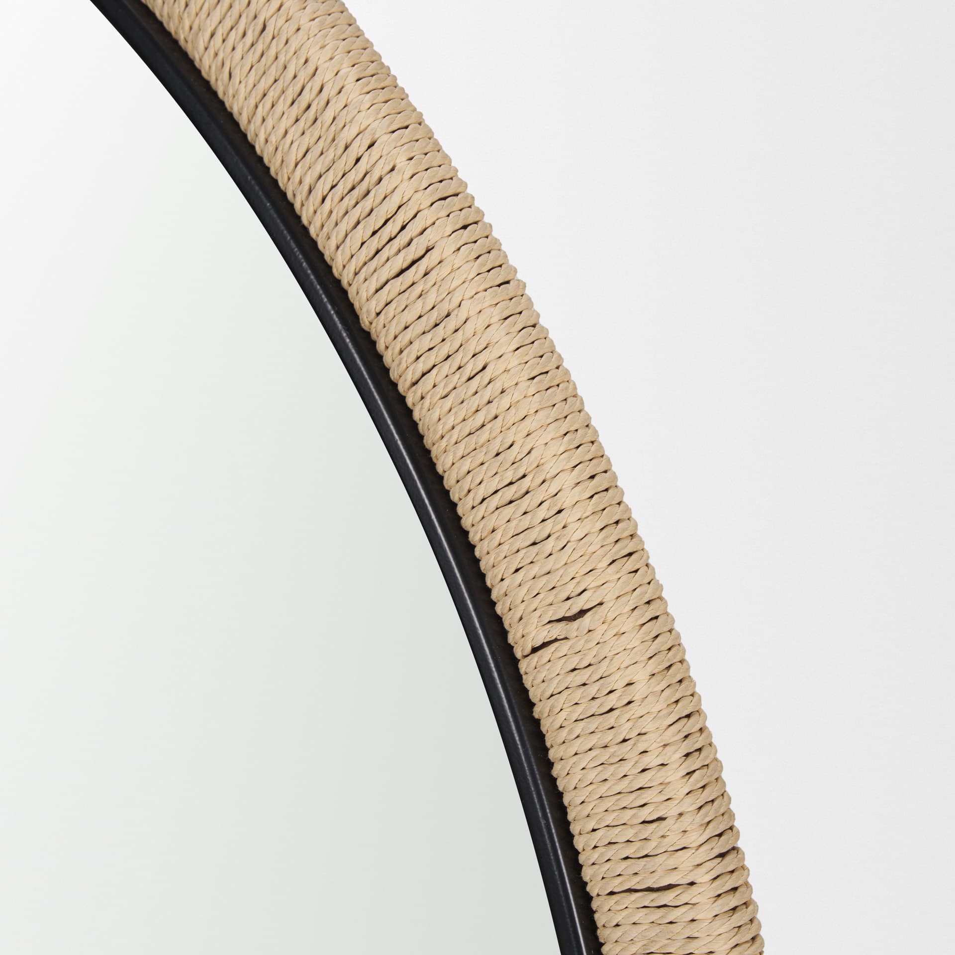 Vasie Black Wood w/ Jute Round Mirror — product photograph