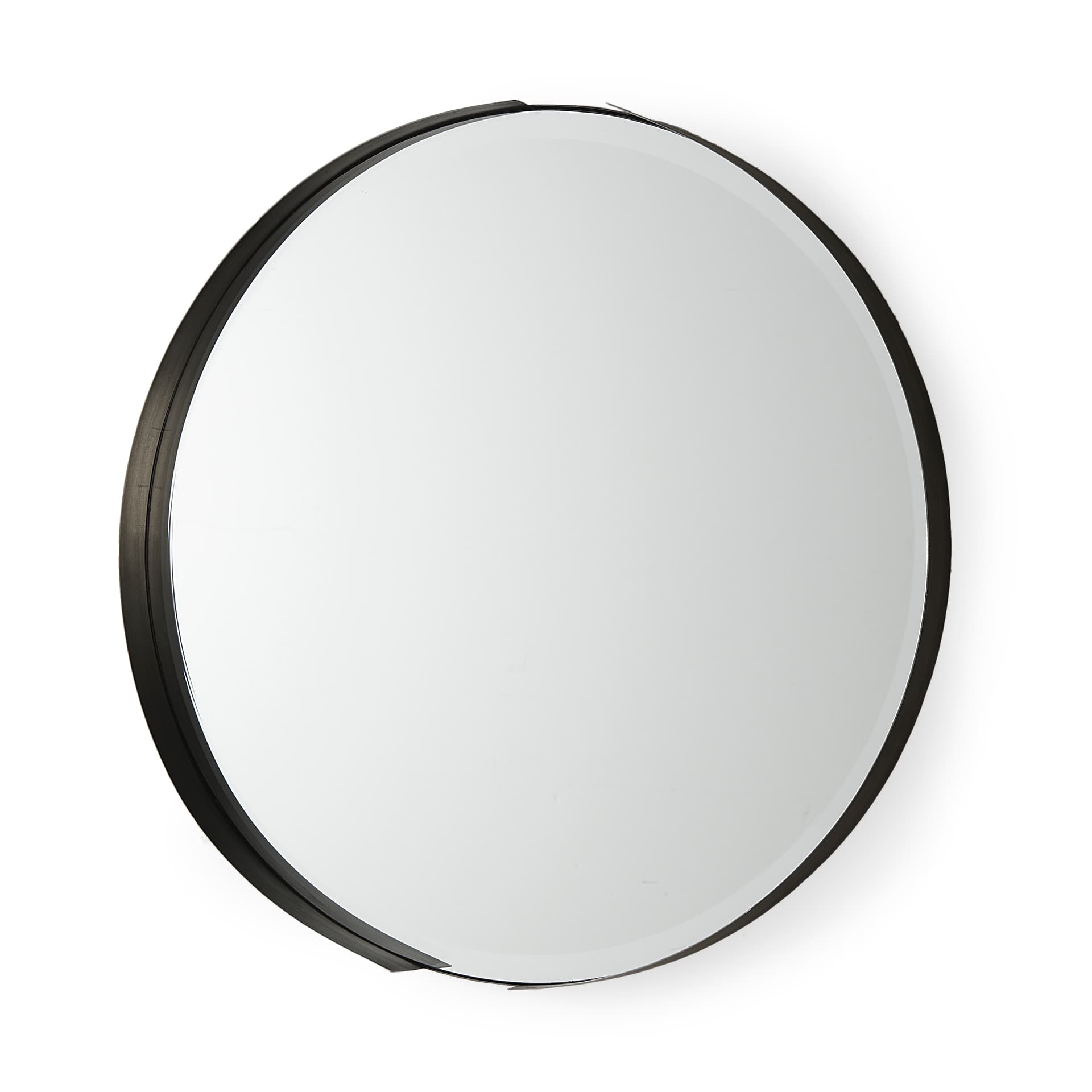 Adrianna 24.4" Black Metal Round Mirror — product photograph