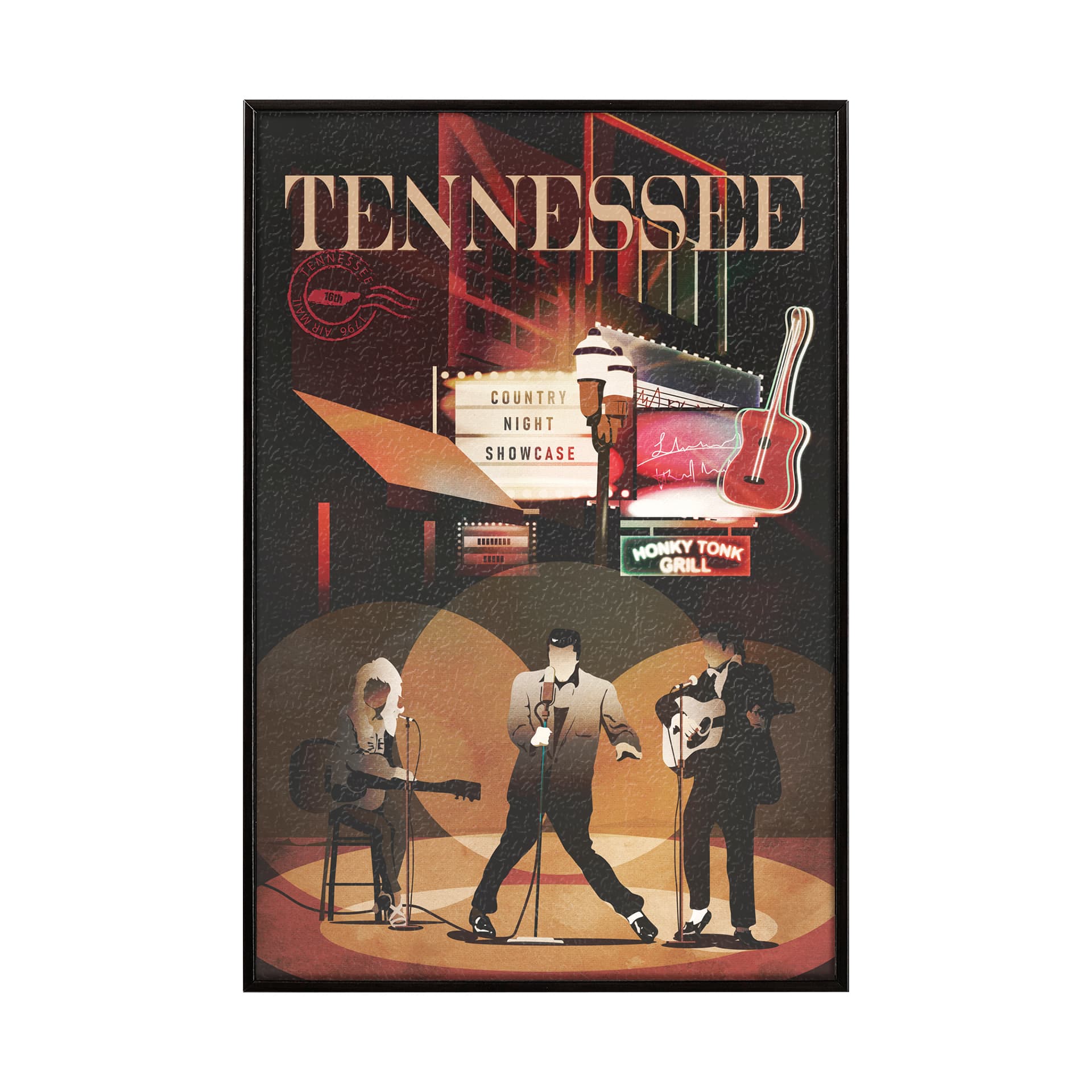 Tennessee Go USA (SM) by Mercana Studio a Hand Embellished Decograph Framed Art Print — product photograph