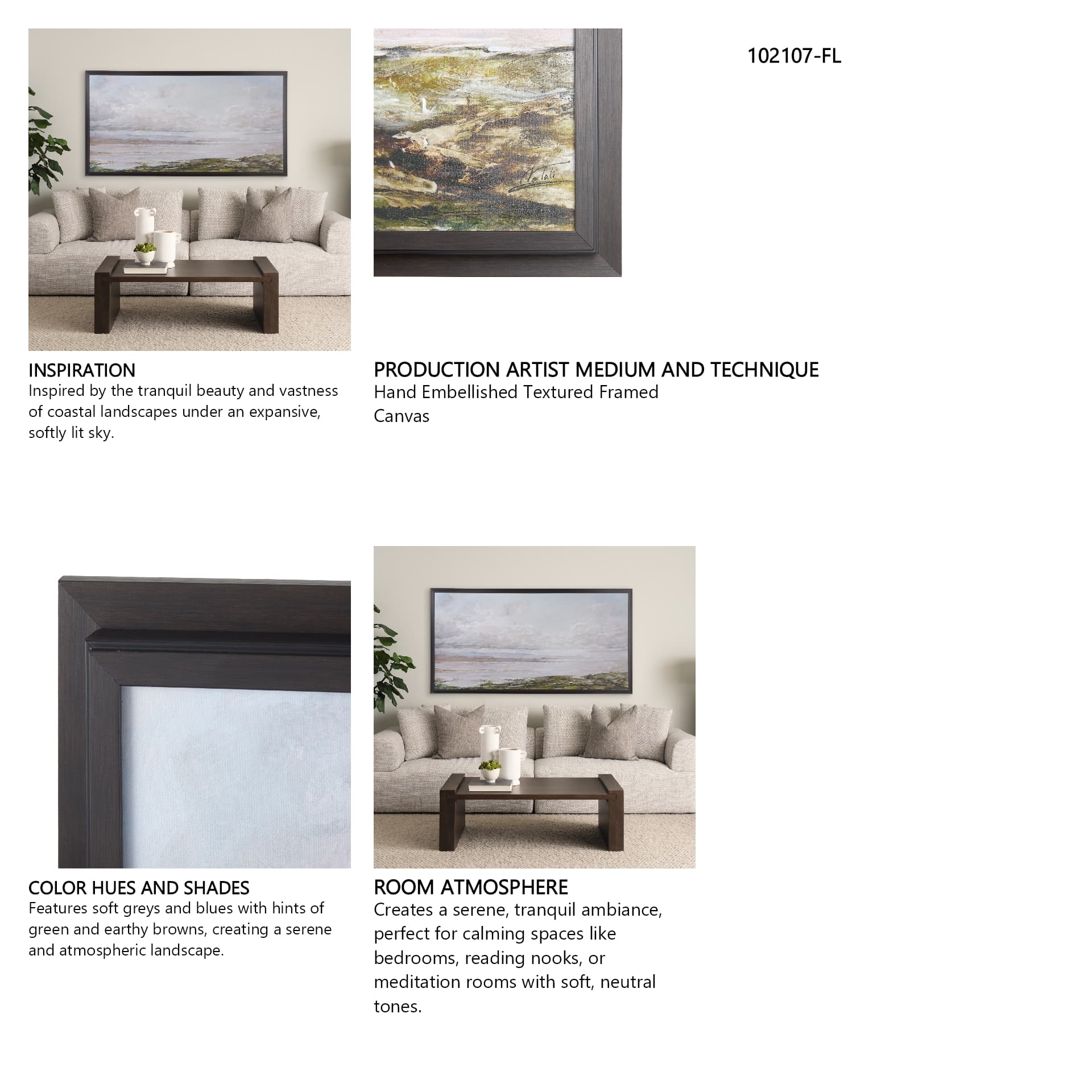 Sea View by Mercana Studio a Hand Embellished Textured Framed Canvas — in a styled room