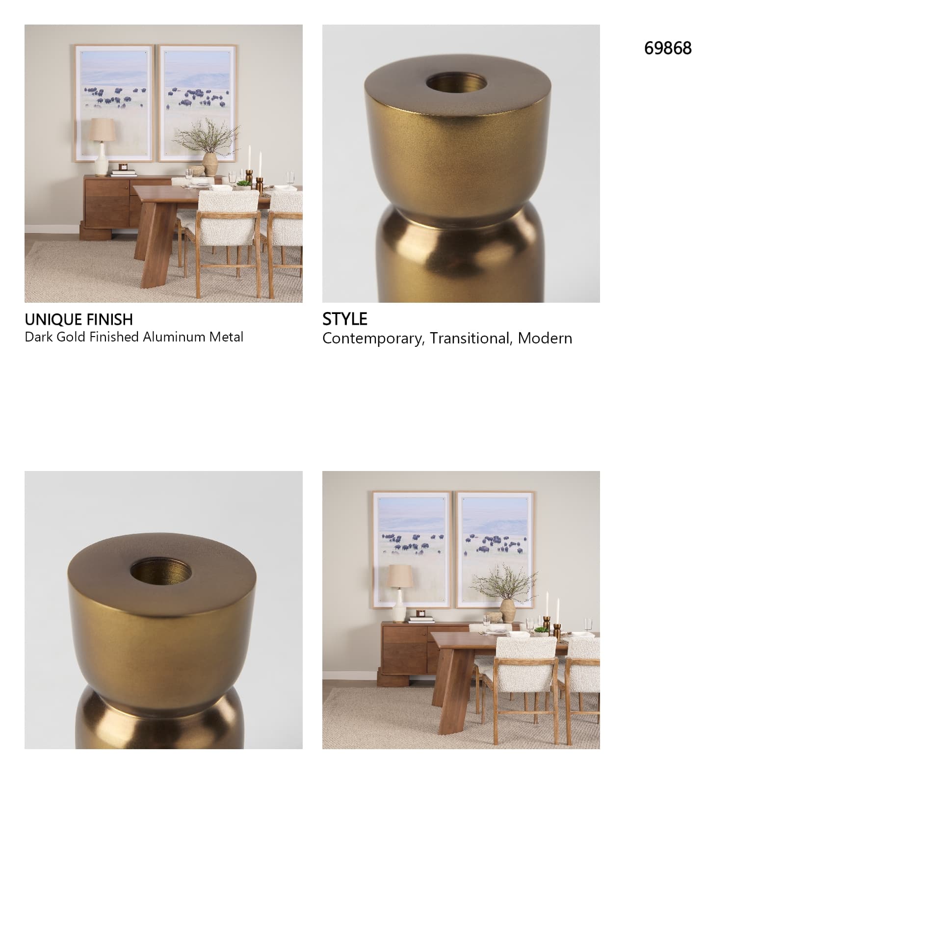 Malta Aluminum Candle Holder Small — in a styled room