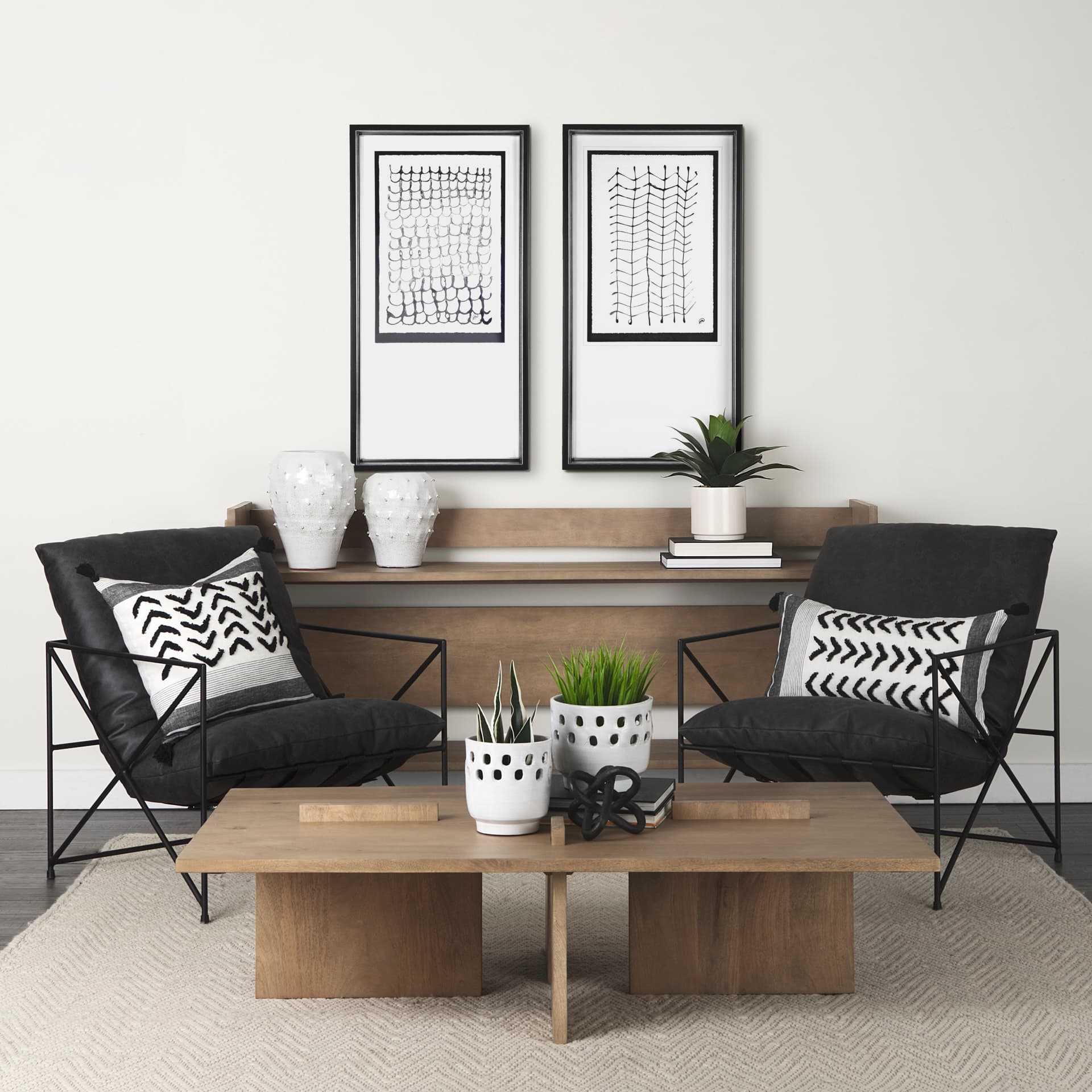 Lines I by Studio M a handmade Original Framed Artwork under Glass — in a styled room