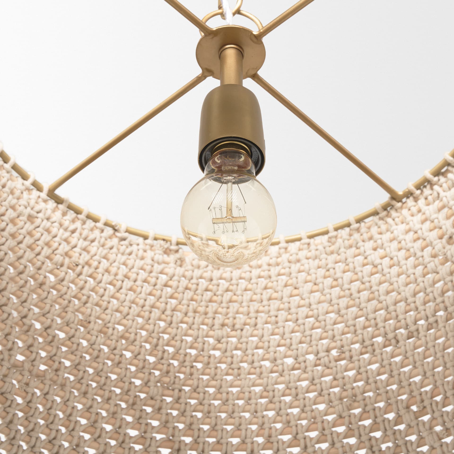 Tosha 1-Light Tapered Cotton Rope Drum Pendant — product photograph