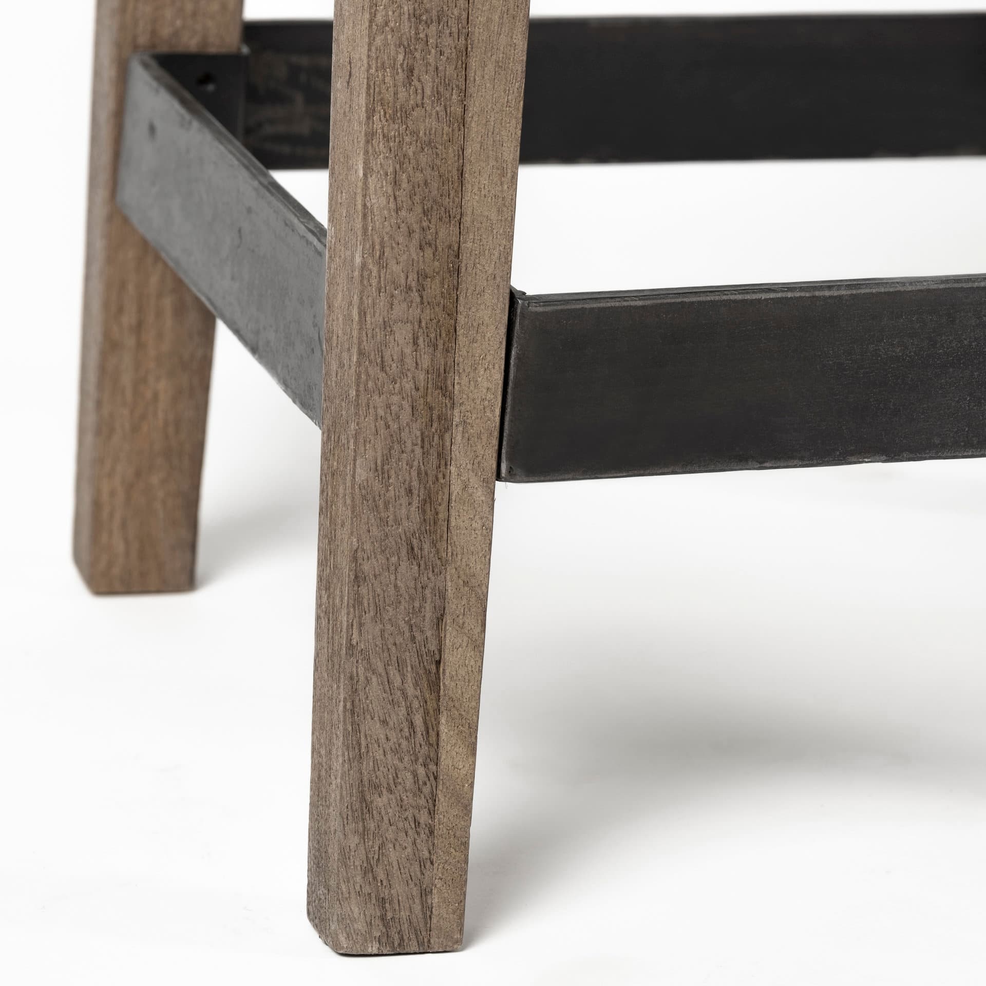 Nell Backless 30in Seat Bar Stool | Black Metal w/ Light Brown Wood — product photograph