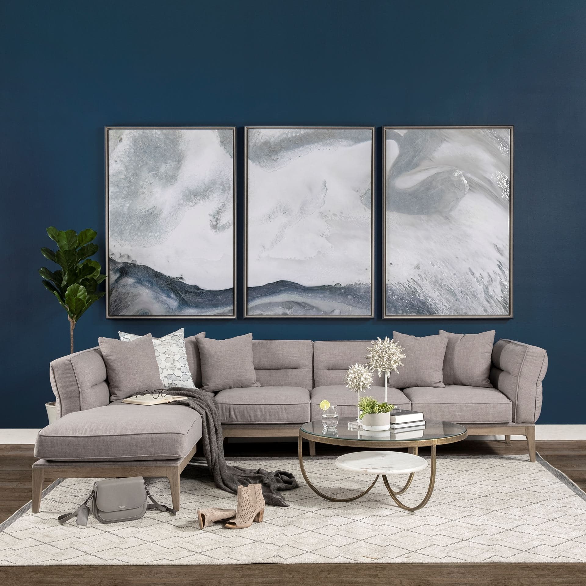 Are One I (Set 3) by Gabrielle Crawford a Hand Embellished Textured Framed Canvas — in a styled room