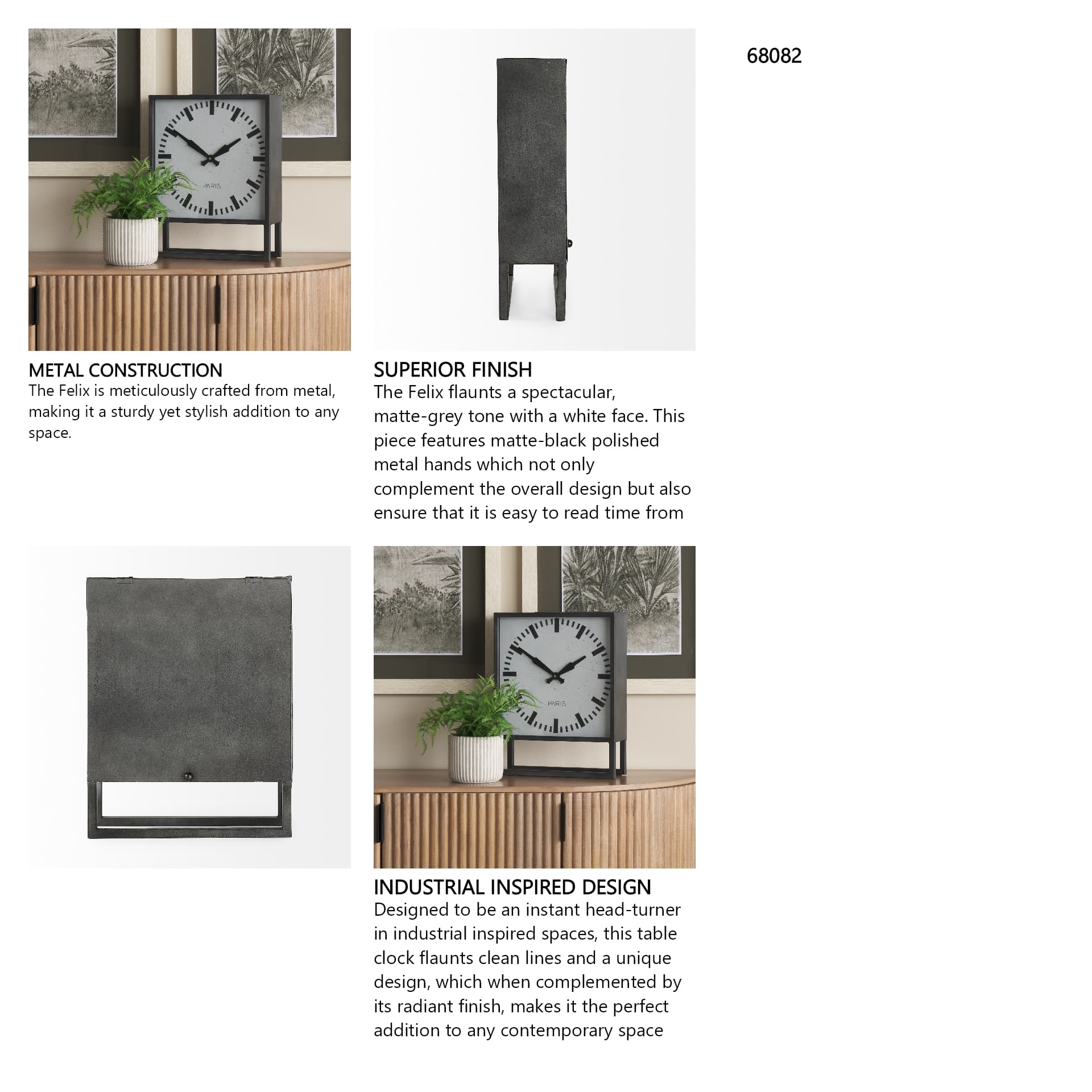 Felix Gray Metal Square Table Clock — in a styled room