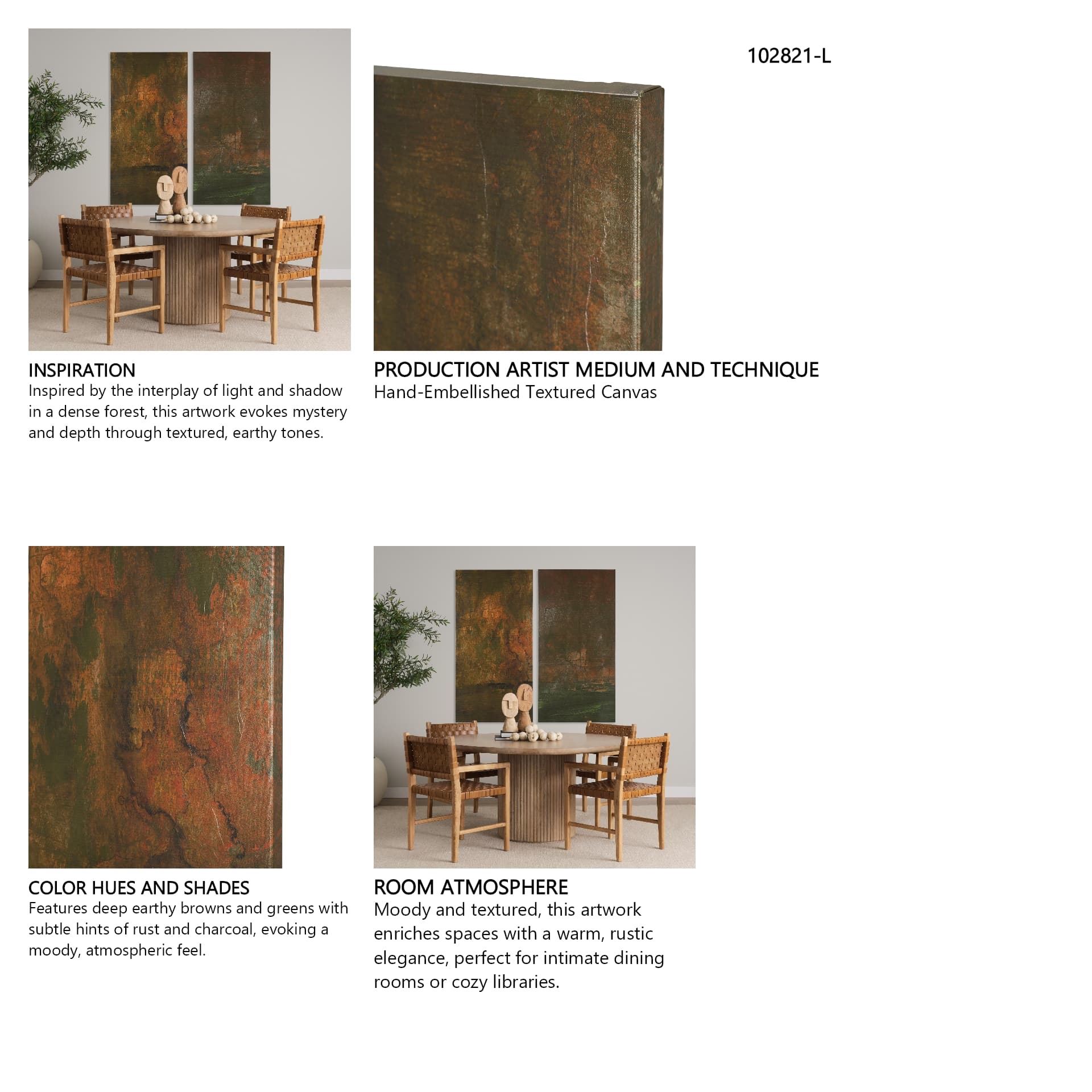 Resolute II by Mercana Studio Hand-Embellished Textured Canvas — in a styled room