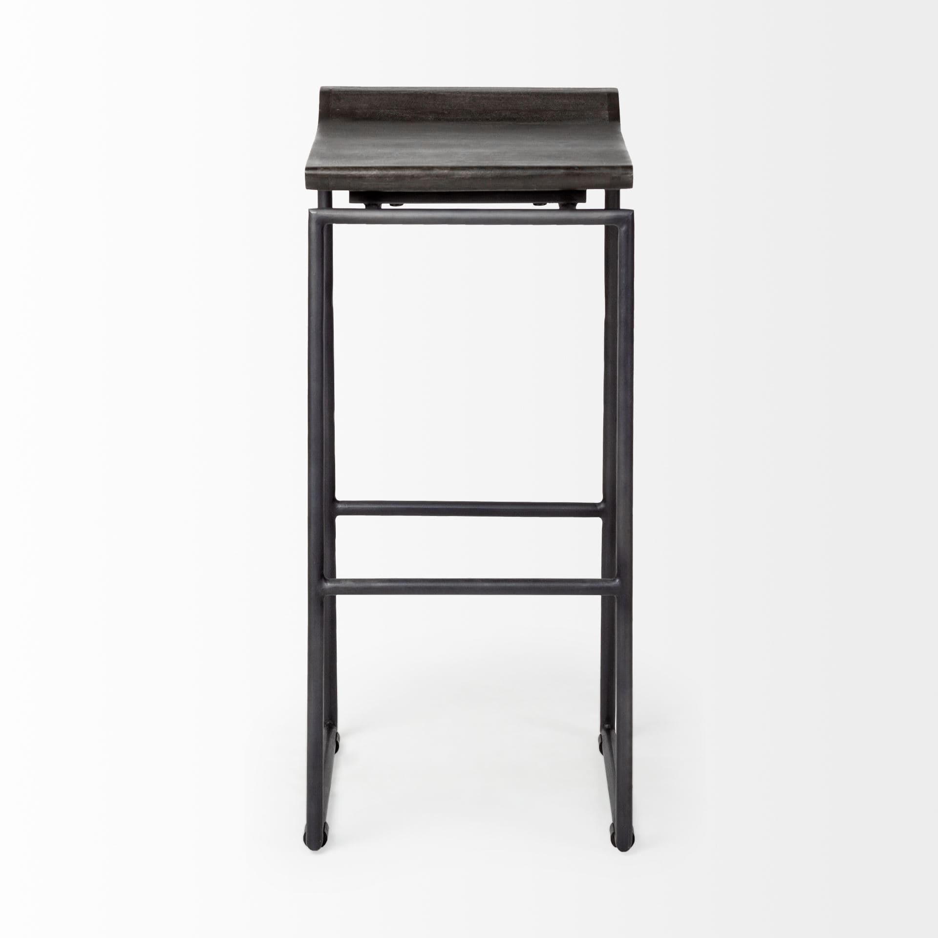 Givens Low Back 32in Seat Bar Stool | Black Wood w/ Black Metal — product photograph