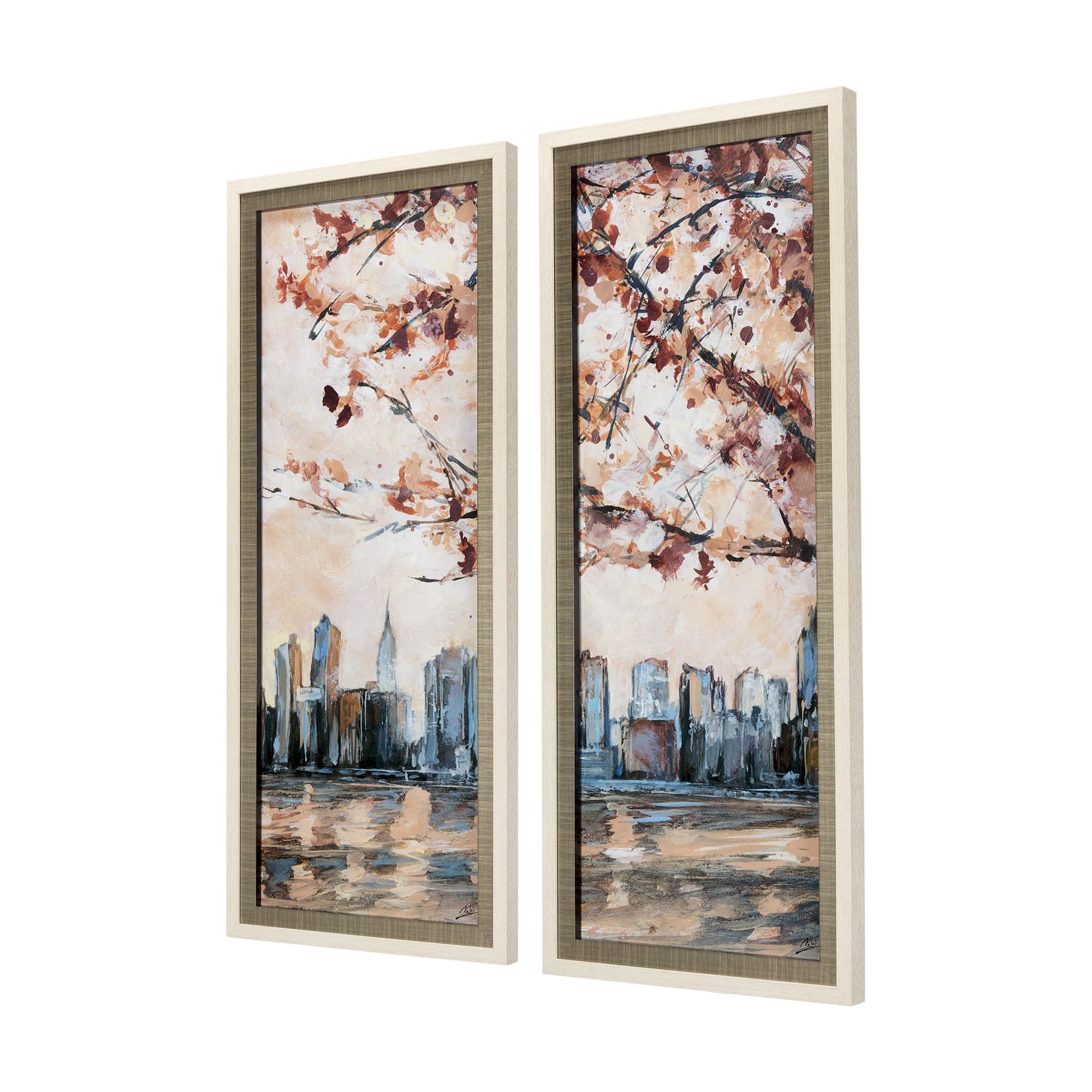 City Sunset by Mercana Studio a Hand Embellished Textured Framed Art Print Matted under Glass — product photograph