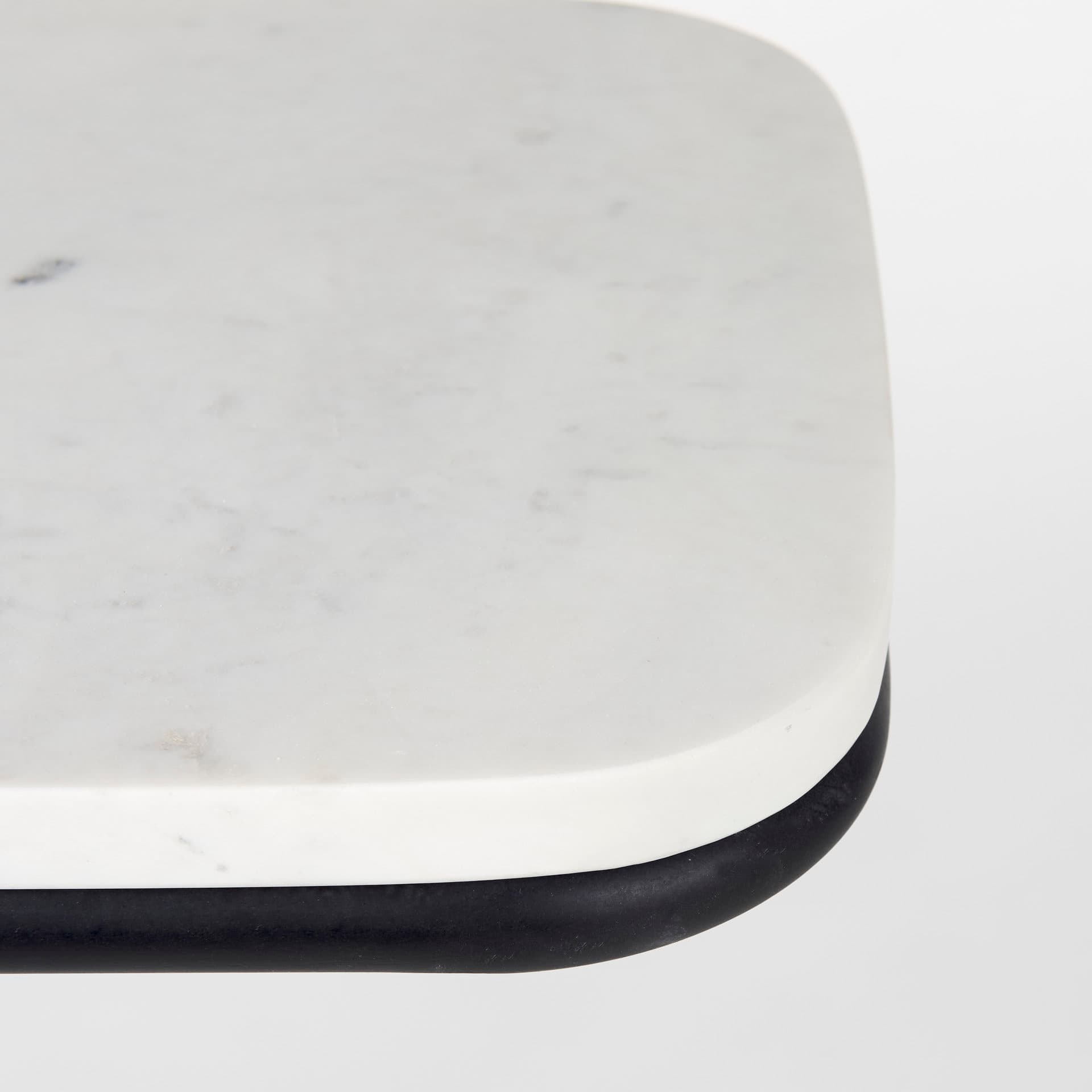 Kyra 12.0L x 20.0W x 23.0H White Marble Top W/Black Iron Frame C-Shaped End and Side Table — product photograph
