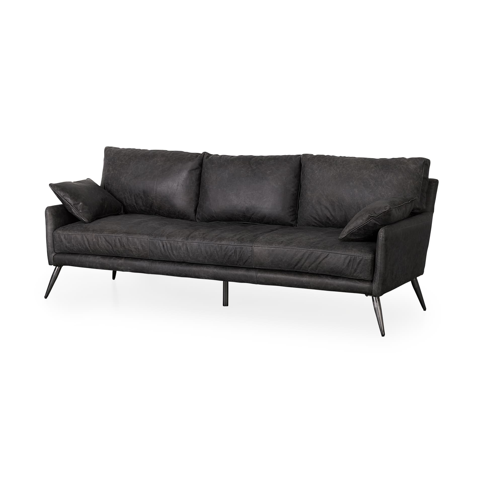 Cochrane 82L x 33W x 32.3 Black Leather Three Seater Sofa — product photograph