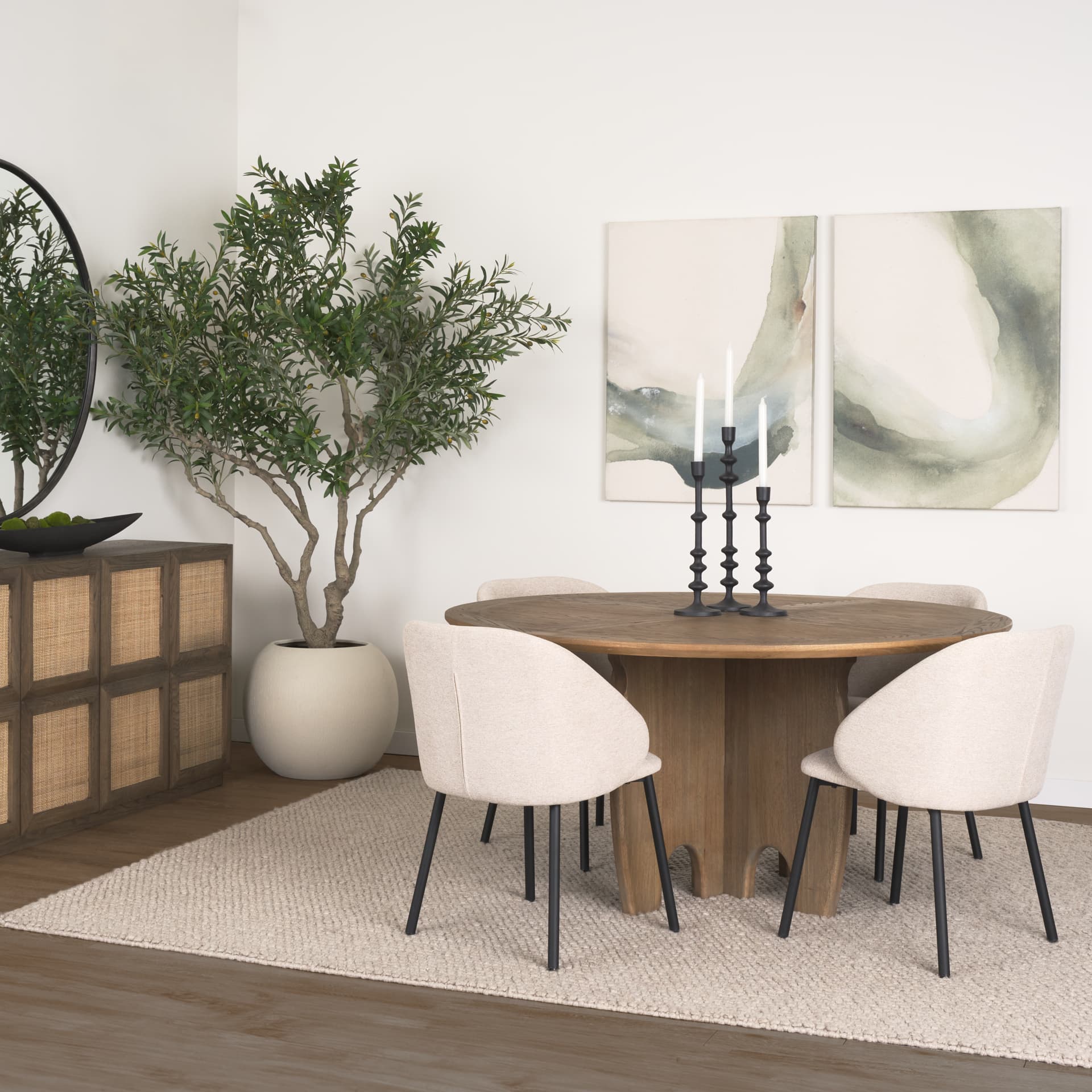 Sonomi 59" Round Dining Table | Med Brown Wood | Seats 6 — product photograph