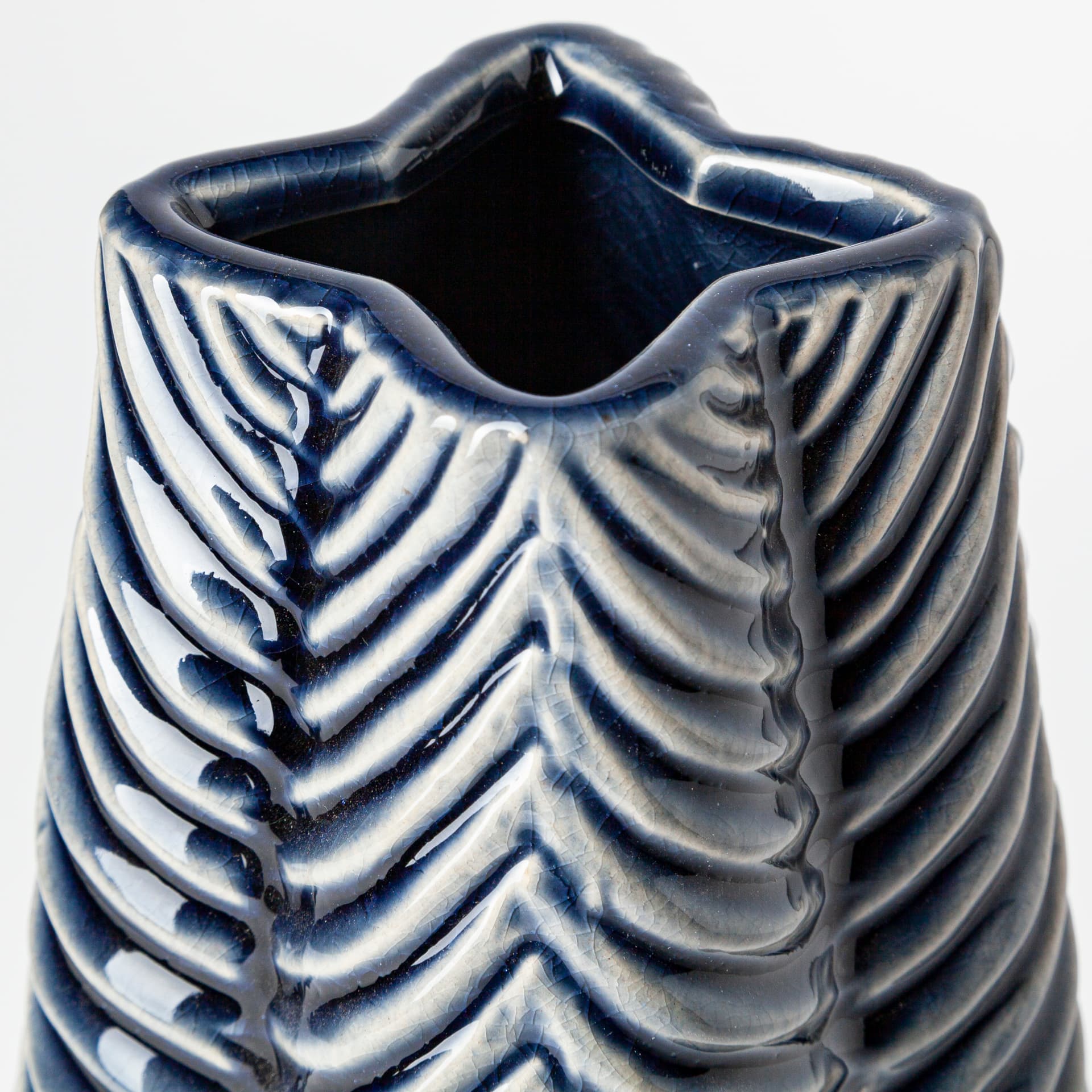 Bashir I Small Dark Navy Gloss Ceramic Vase — product photograph