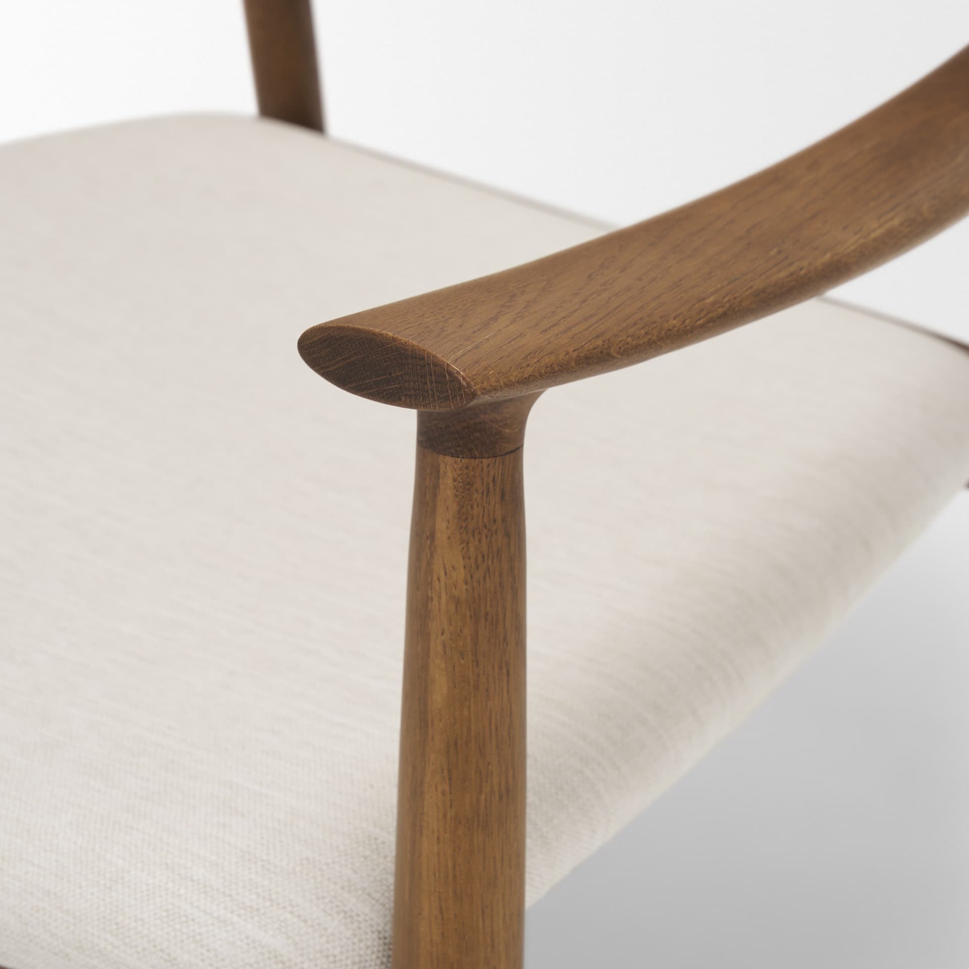 Haggen Medium Brown Oak Wood w/ Cream Fabric Accent Chair — product photograph