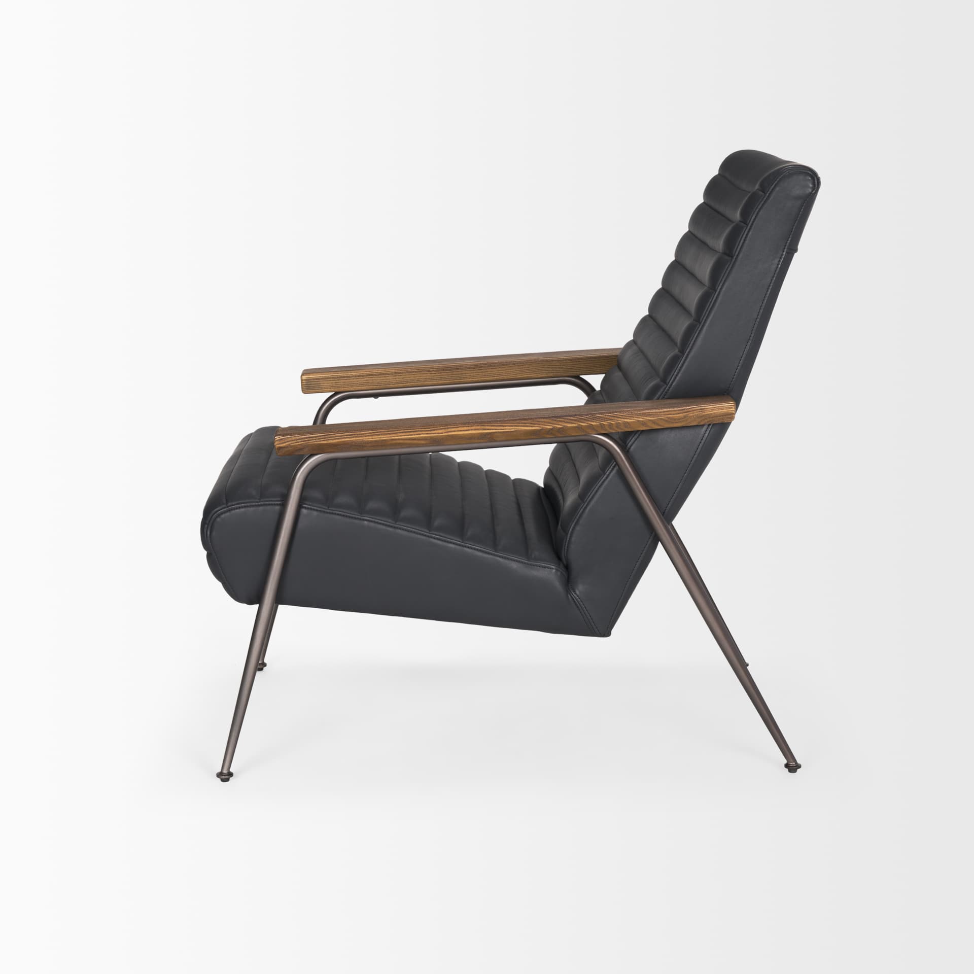 Grosjean Black Leather w/ Black Metal Frame Accent Chair — product photograph