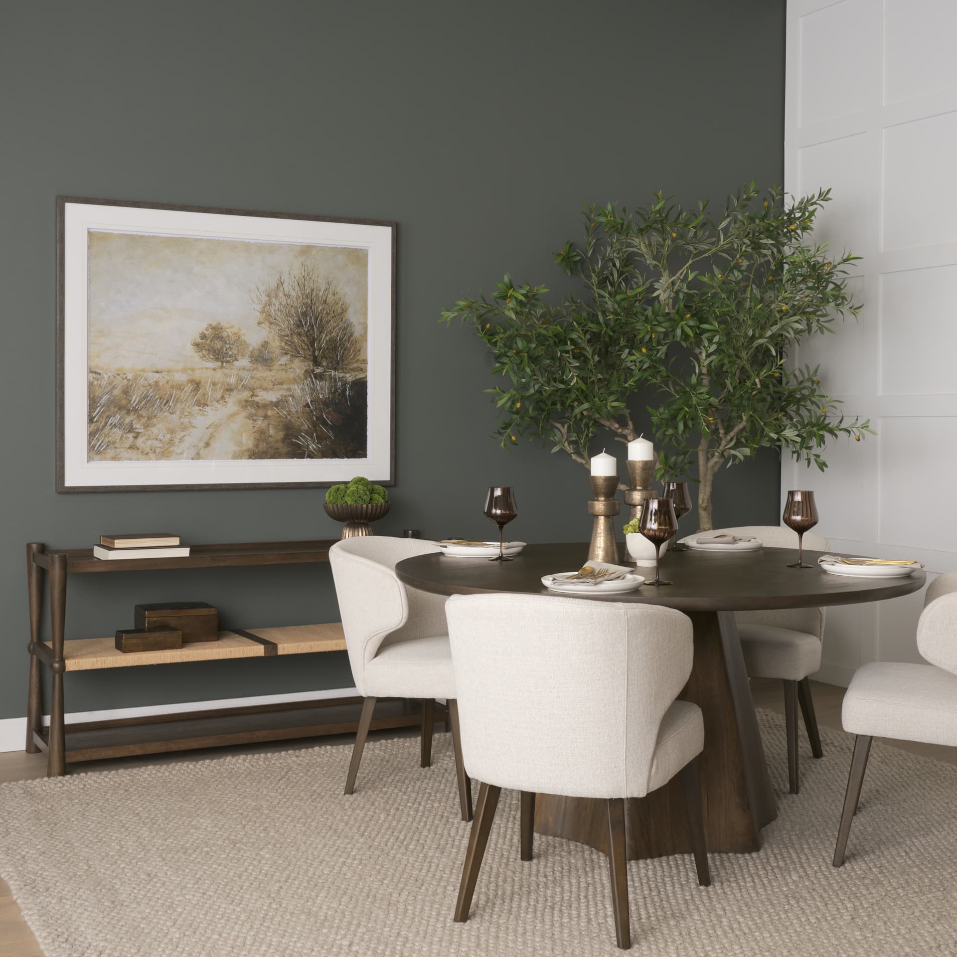 Jovani 60" Round Pedestal Dining Table | Modern | Dark Brown Wood | Seats 6 — product photograph