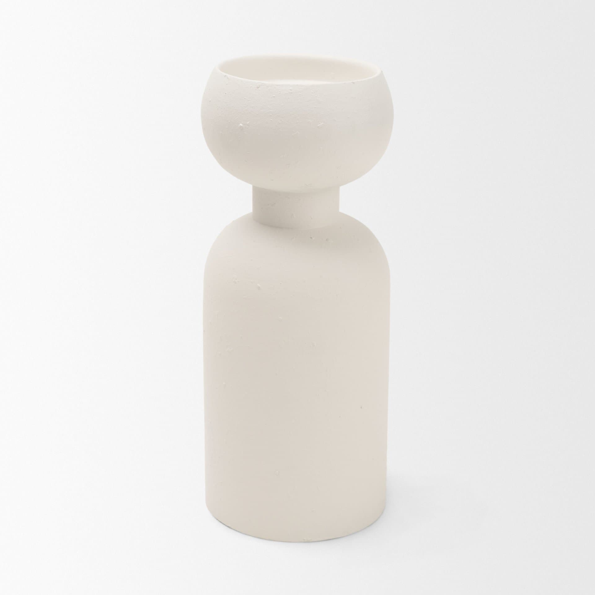Pelar Large Matte White Metal Stacked Pillar Candle Holder — product photograph