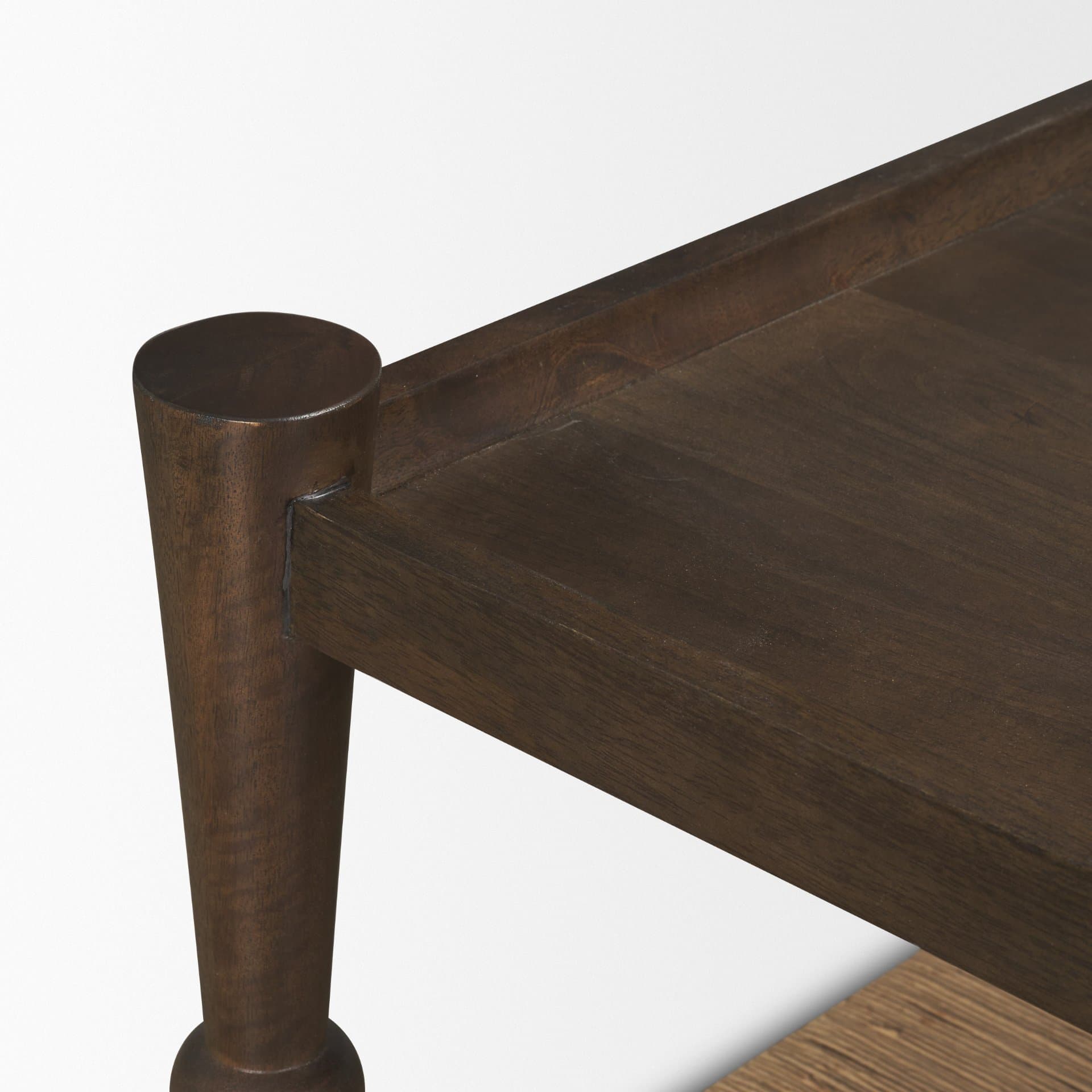 Bondi 42" Dark Brown Wood w/ Paper Rope Shelf Square Coffee Table — product photograph