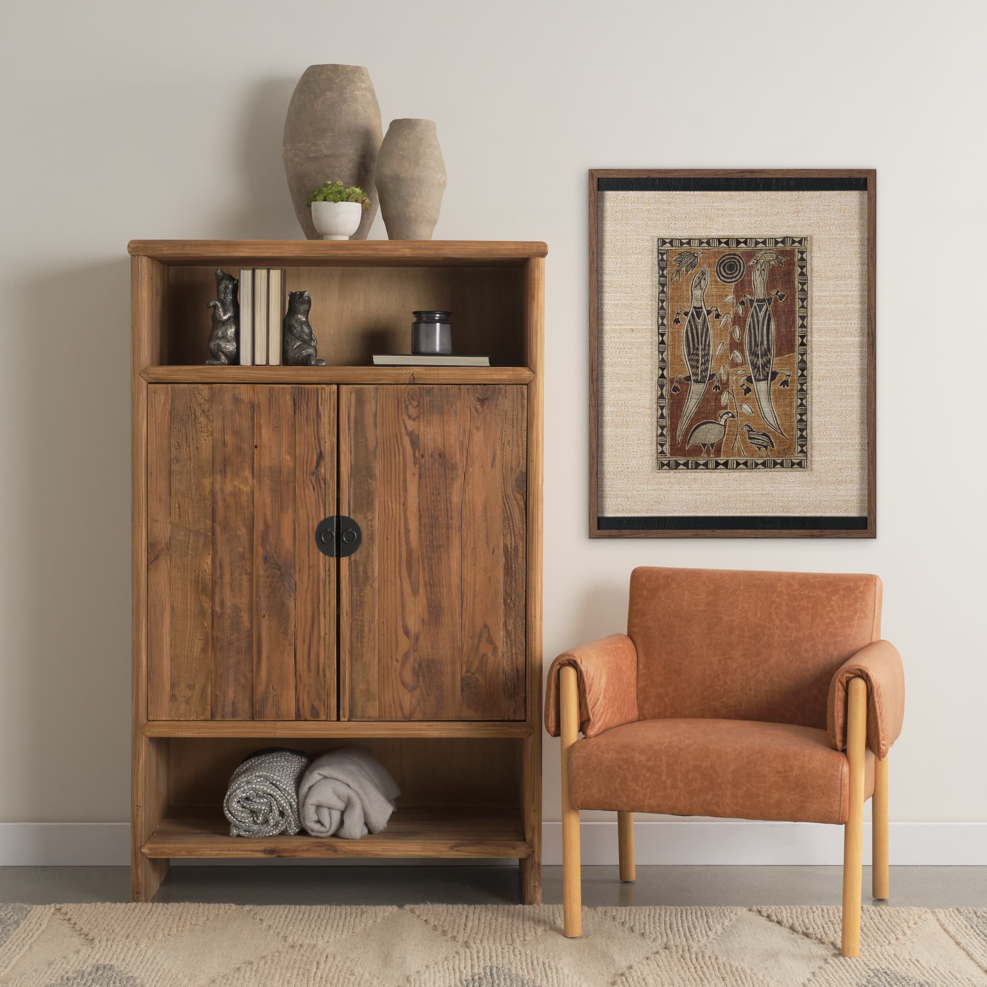 Mythical Jungle II by Mercana Studio Hand Embelished Textured Framed Artwork Matted under Glass — in a styled room